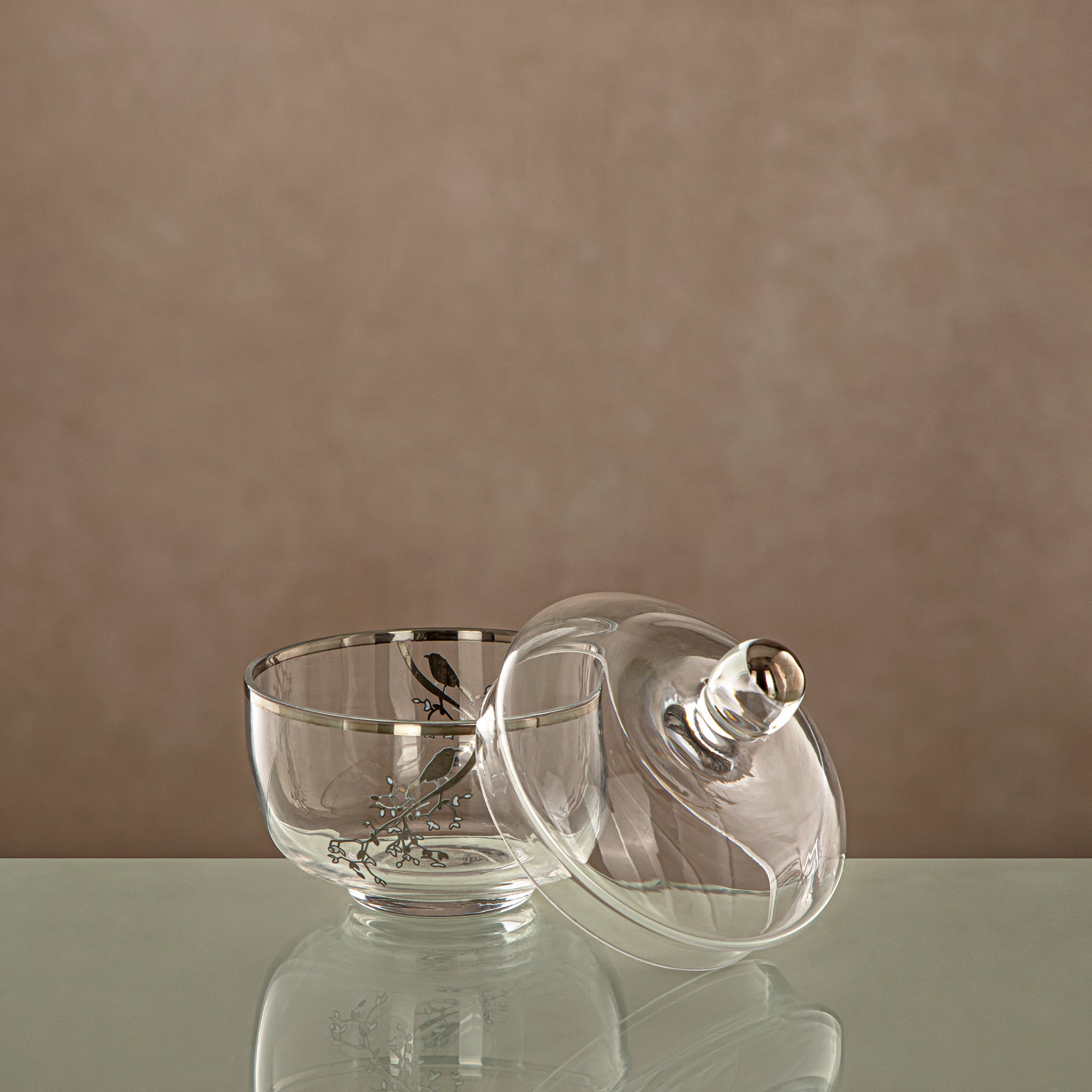 Almarjan Sugar Bowl Clear & silver with cover (0137T-XQZT-SIL) Gatherings, special occasions, Ramadan, eid