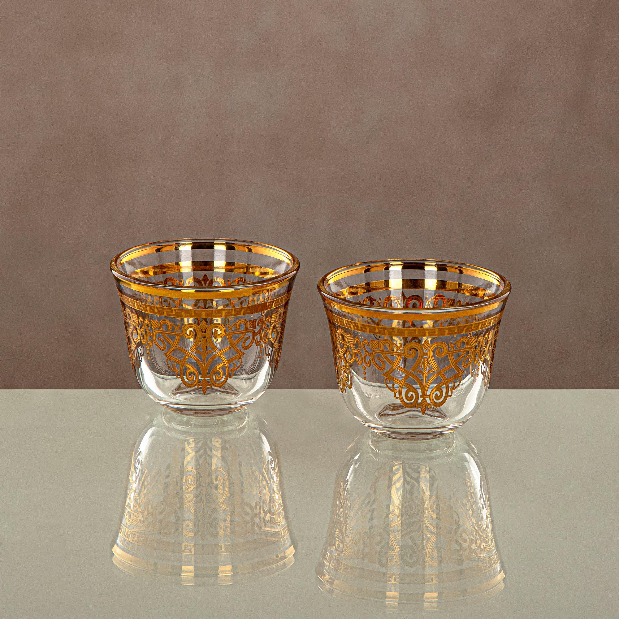 Almarjan Cawa Cup Set Clear & Gold 6 pieces (1013B-YCS-GLD) Gatherings, special occasions, Ramadan, eid
