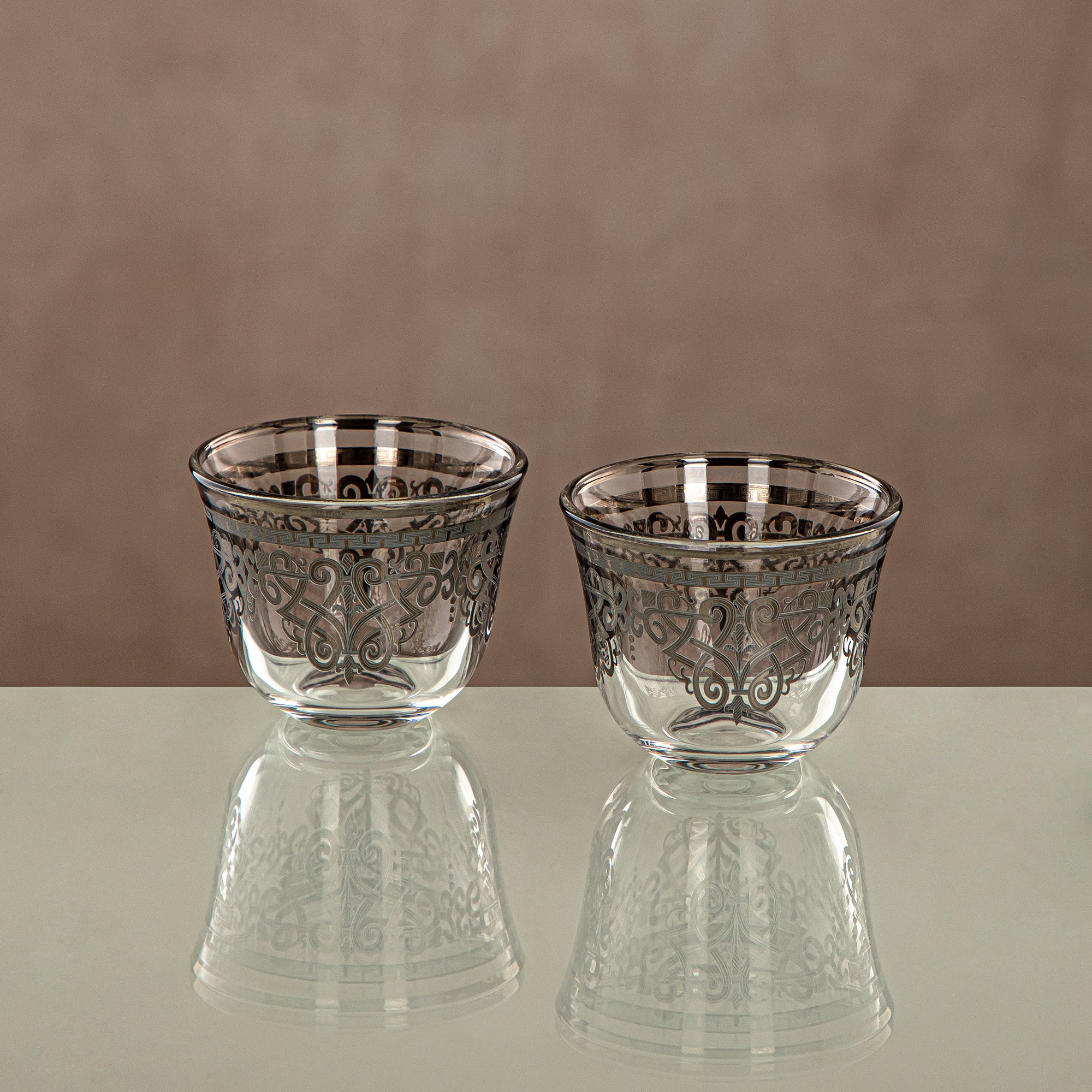 Almarjan Cawa Cup Set Clear & silver 6 pieces (1013B-YCS-SIL) Gatherings, special occasions, Ramadan, eid