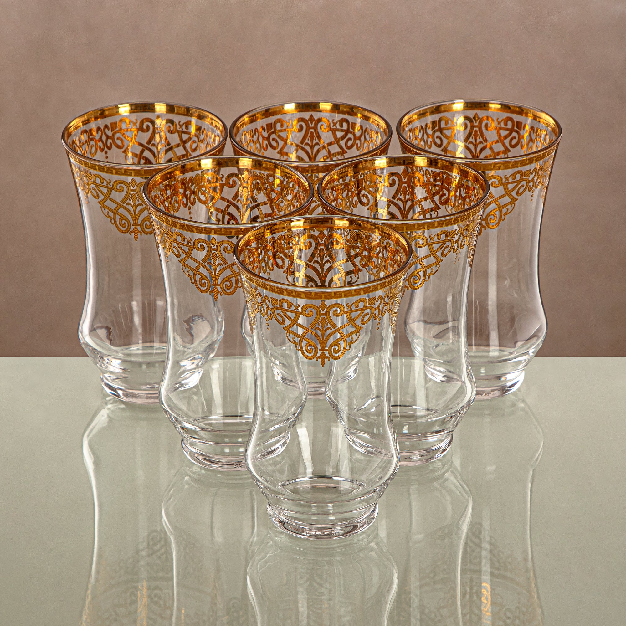 Almarjan Water Tumbler Clear & Gold 6 pieces (1152B-YCS-GLD) Gatherings, special occasions, Ramadan, eid