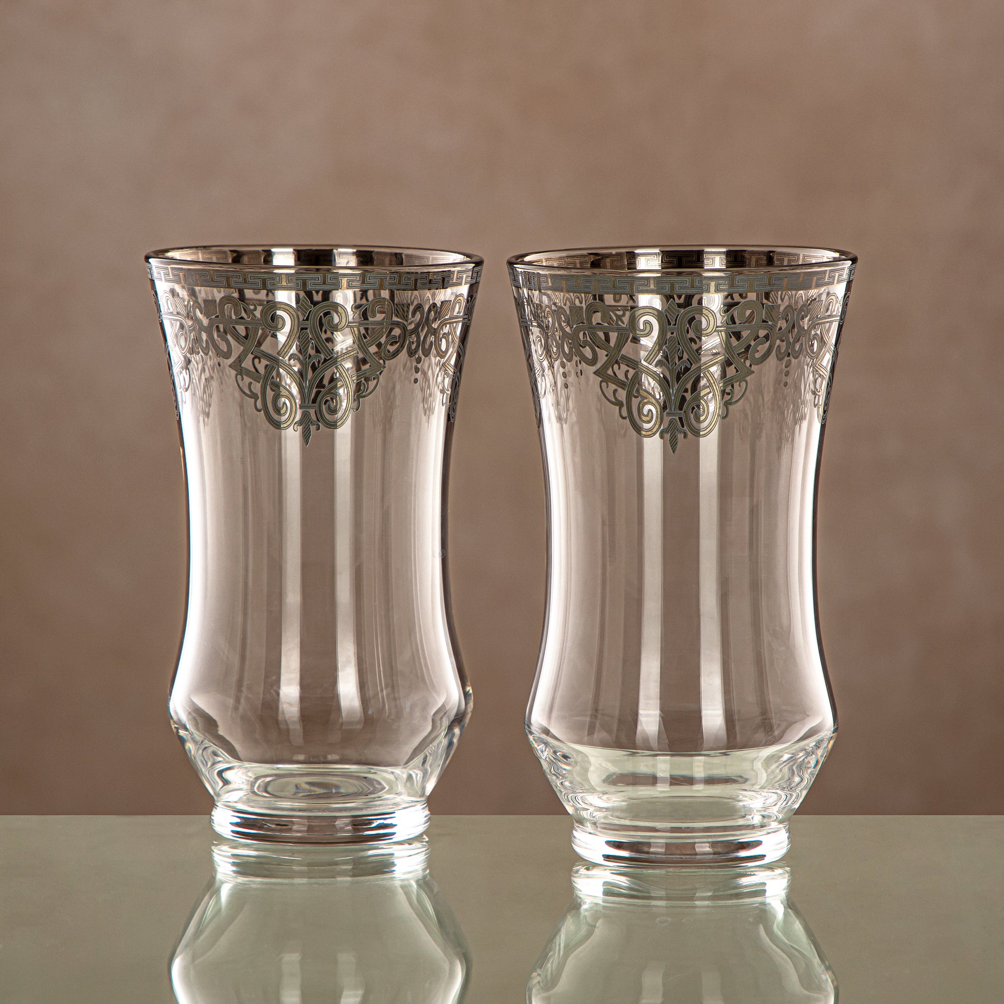 Almarjan Water Tumbler Clear & silver 6 pieces (1152B-YCS-SIL) Gatherings, special occasions, Ramadan, eid