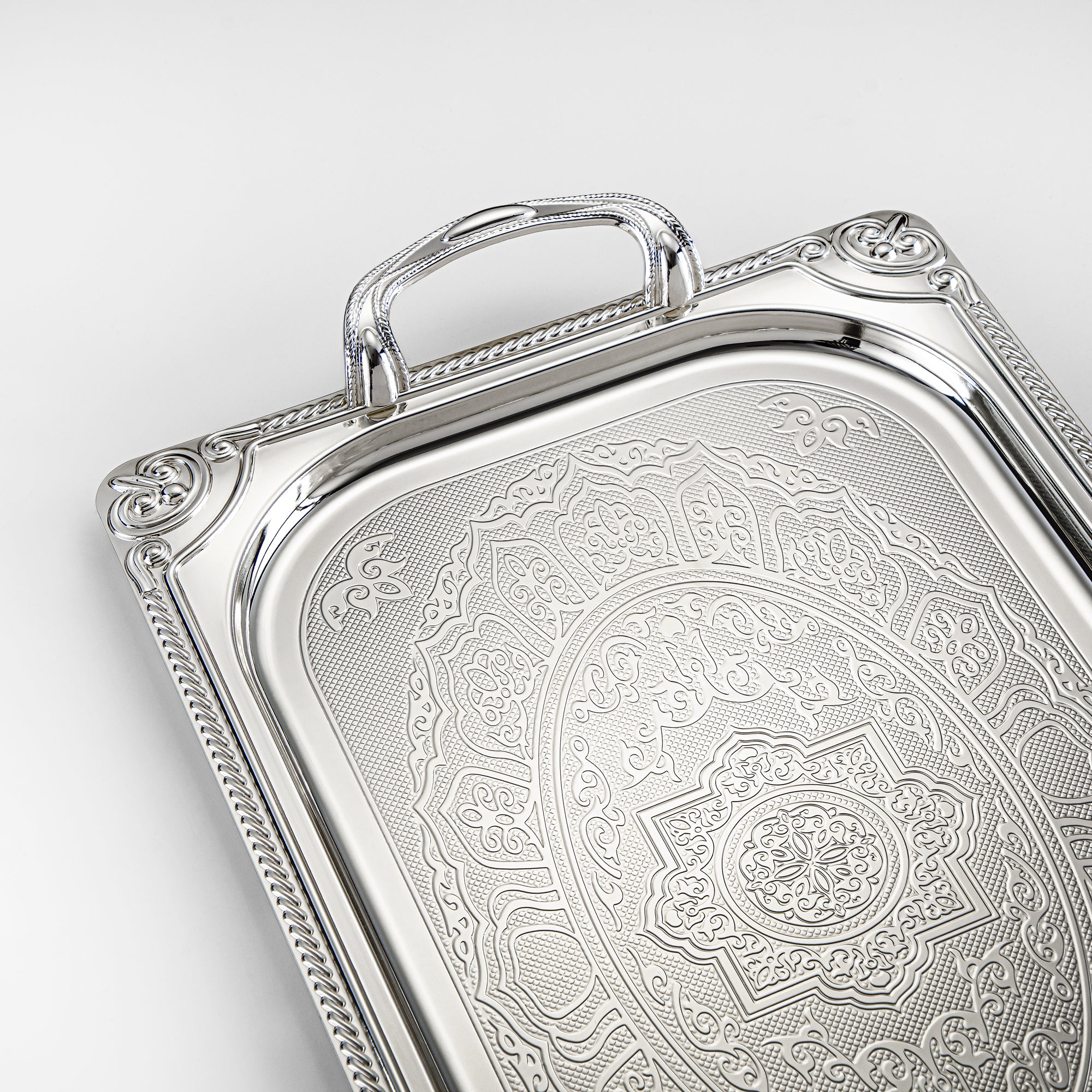 Almarjan Serving Tray, Silver (307XL-S) | Ramadan & Special Occasions