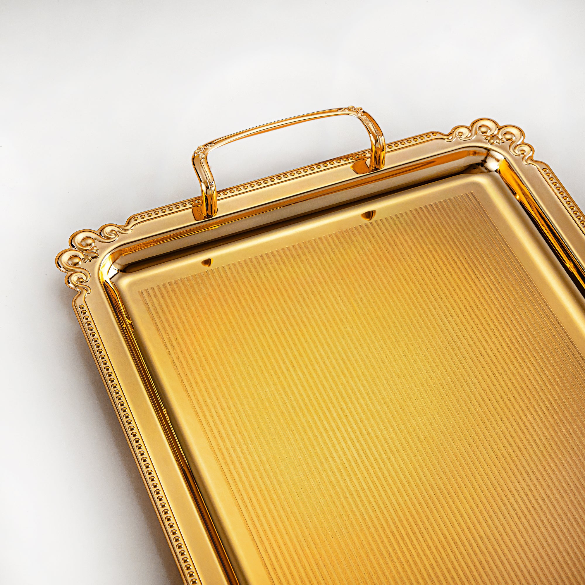 Almarjan Serving Tray Set - 3 Pieces, Golden (332XLLM-FG) | Ramadan & Special Occasions