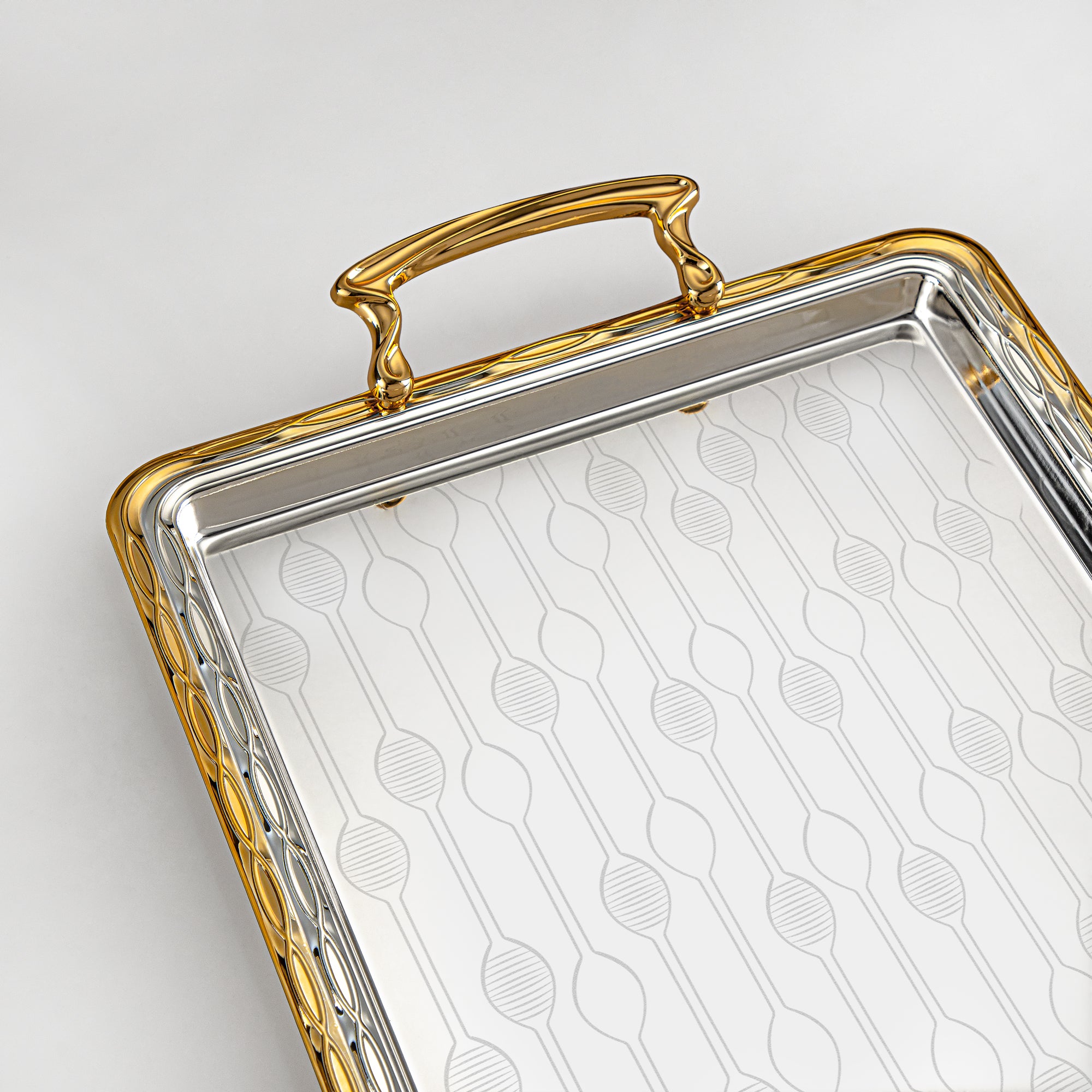 Almarjan Serving Tray, Silver & Golden (333XL-SG) | Ramadan & Special Occasions