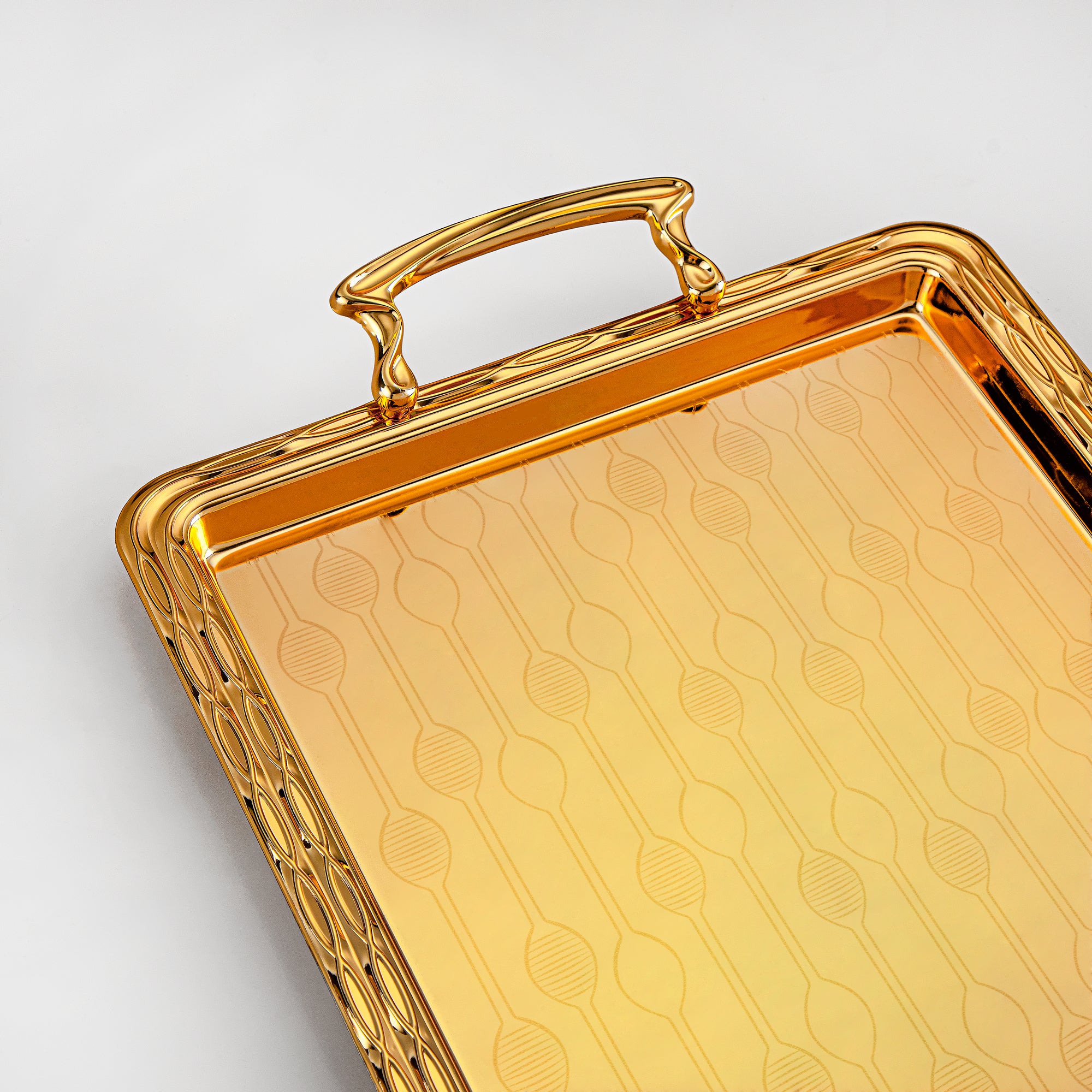 Almarjan Serving Tray Set - 3 Pieces, Golden (333XLLM-FG) | Ramadan & Special Occasions