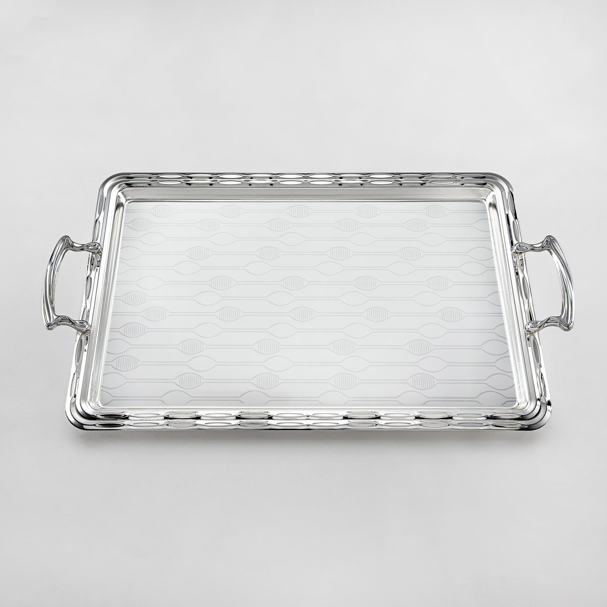 Almarjan Serving Tray Set - 3 Pieces, Silver (333XLLM-S) | Ramadan & Special Occasions