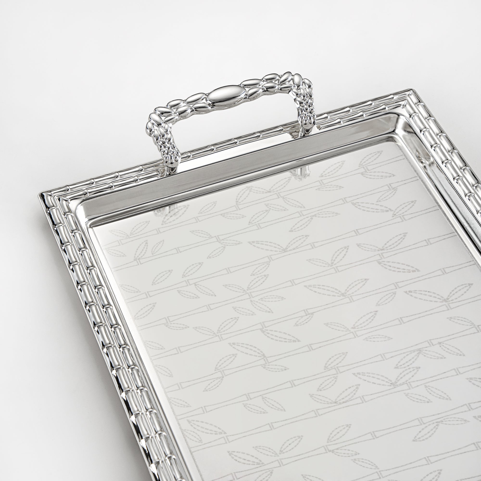 Almarjan Serving Tray Set - 3 Pieces, Silver (335XLLM-S) | Ramadan & Special Occasions