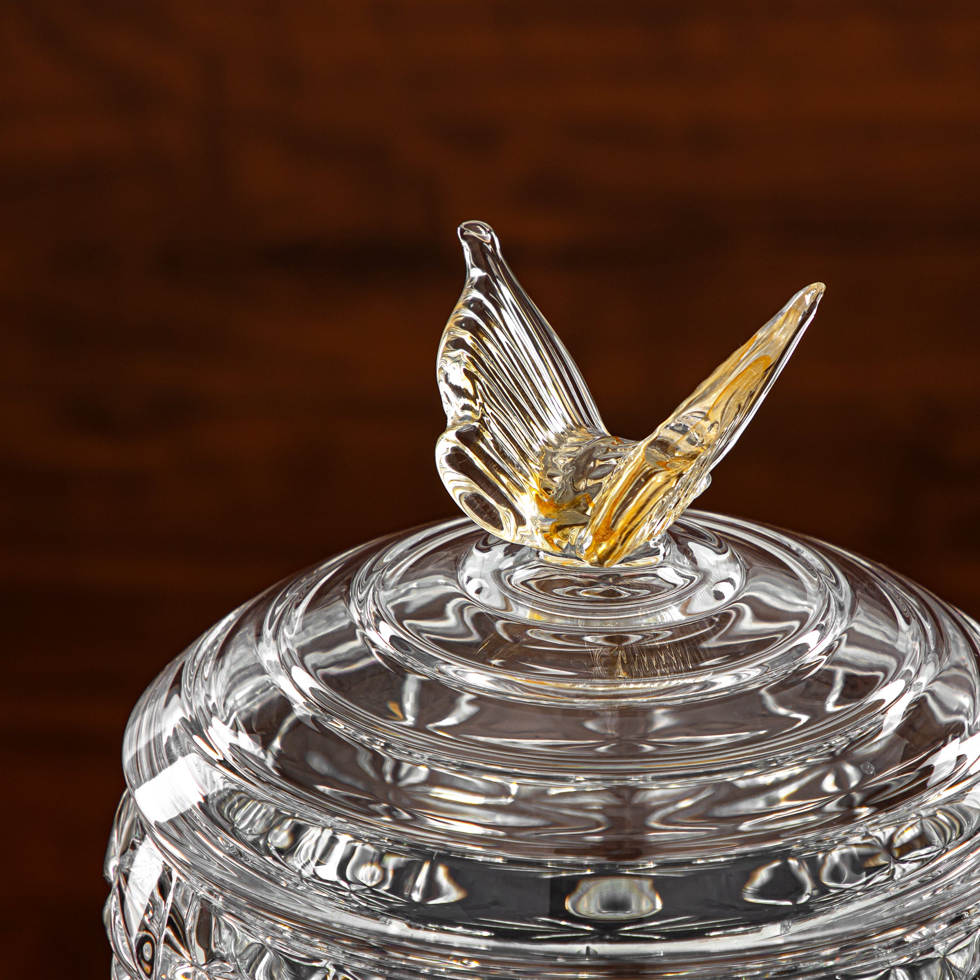 وعاء حلوى المرجان 20 سم زجاج شفاف وعسلي (41013-185L-BA) قطع أنيقة للضيافة
