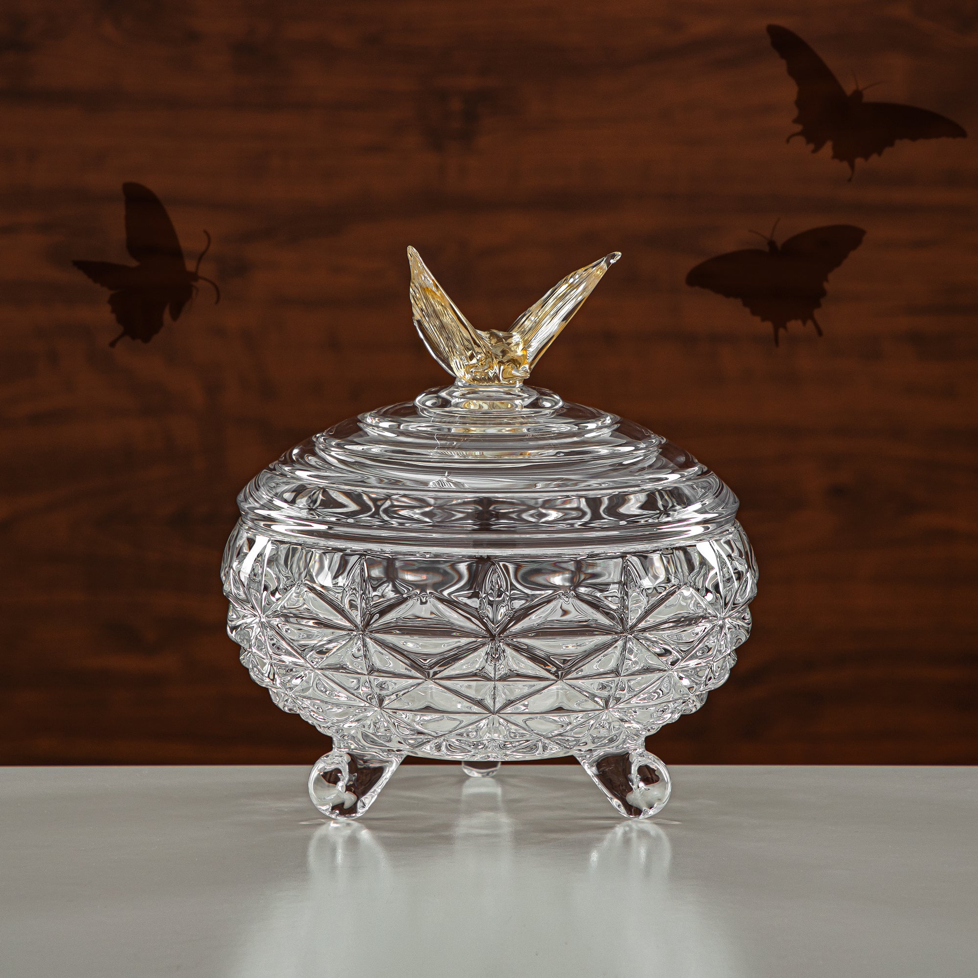 وعاء حلوى المرجان 20 سم زجاج شفاف وعسلي (41013-185L-BA) قطع أنيقة للضيافة