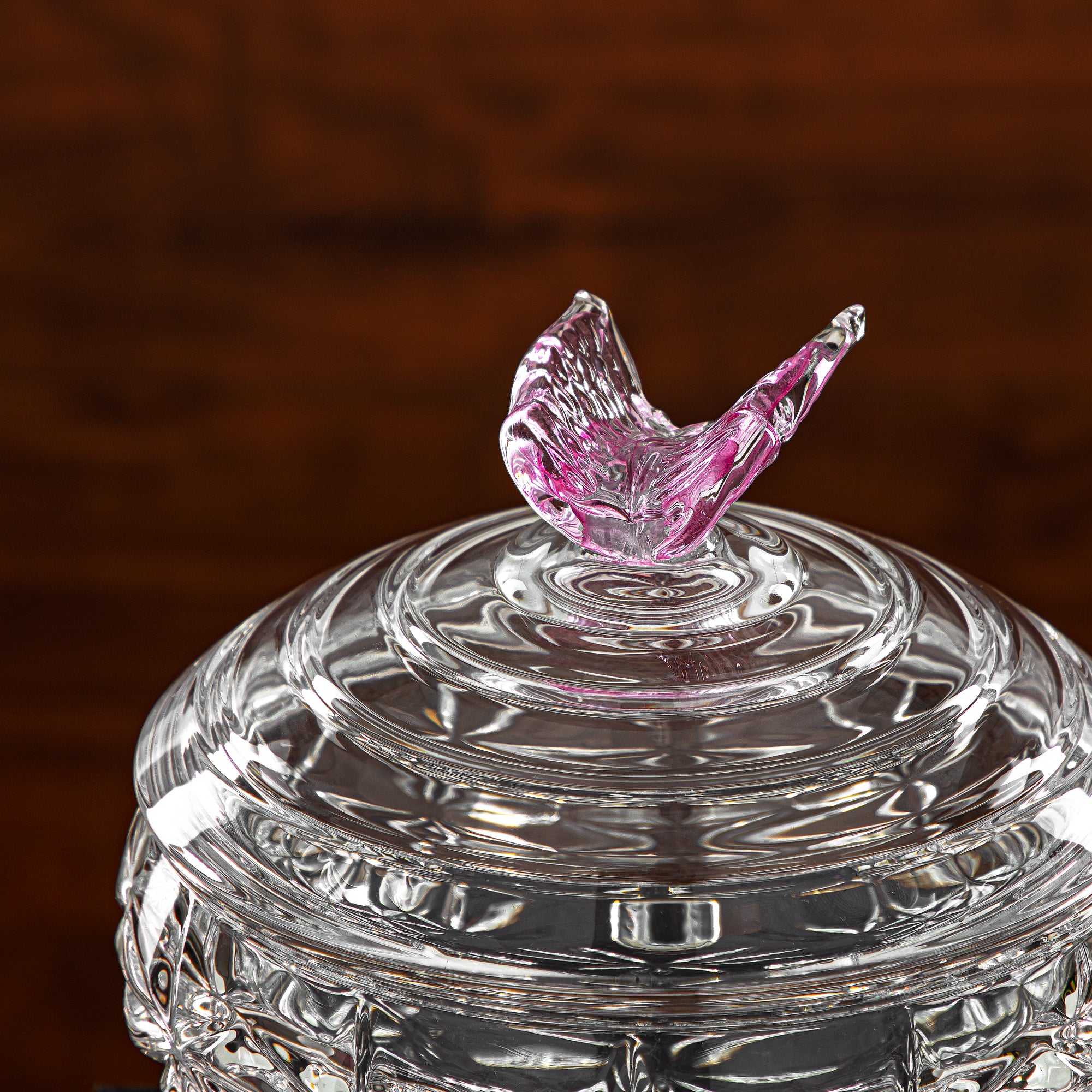 Almarjan Candy Bowl 20CM Glass Clear & Pink (41013-185L-BG) Elegant Hosting Pieces