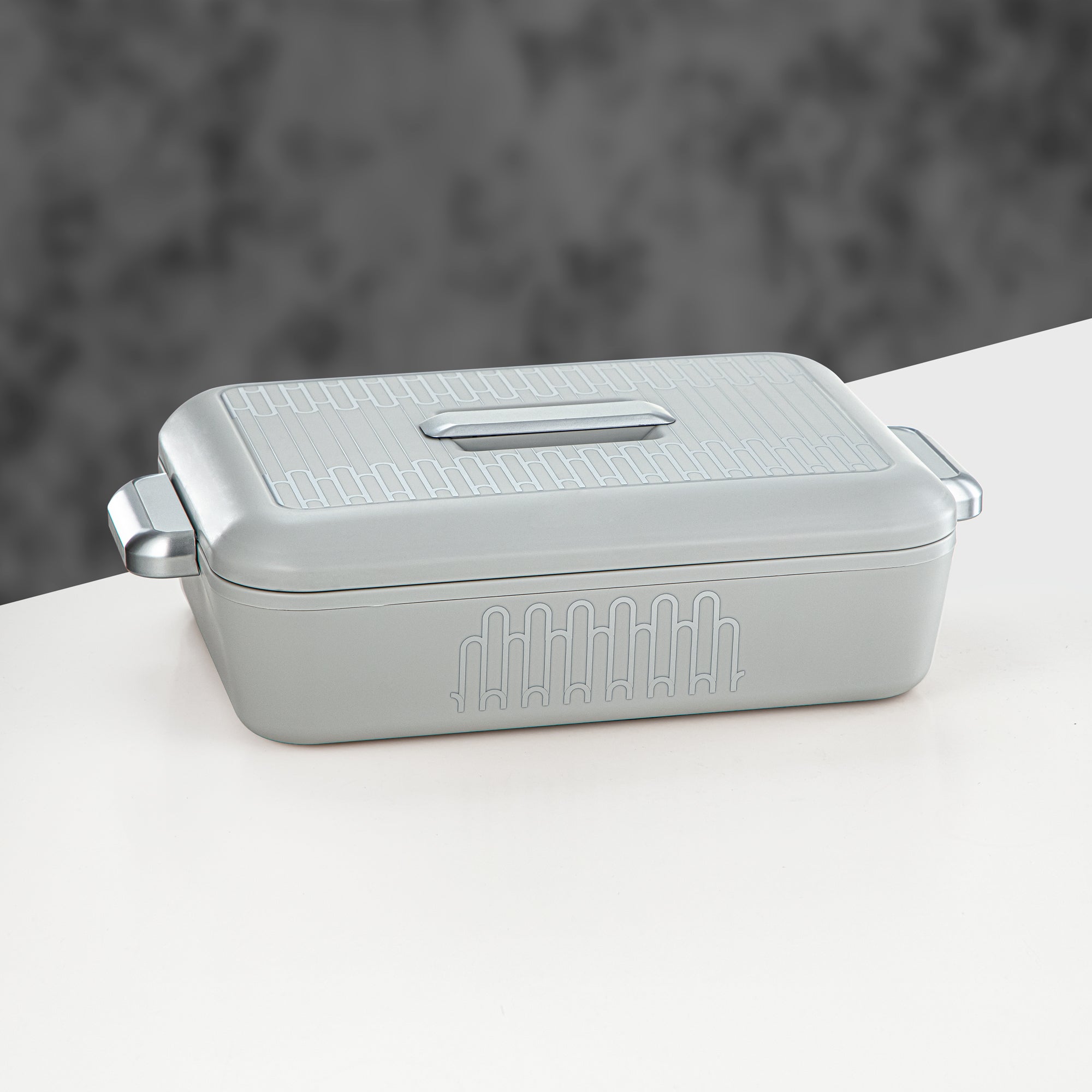 Almarjan Rectangular Hot Pot 2.8L Grey & Silver