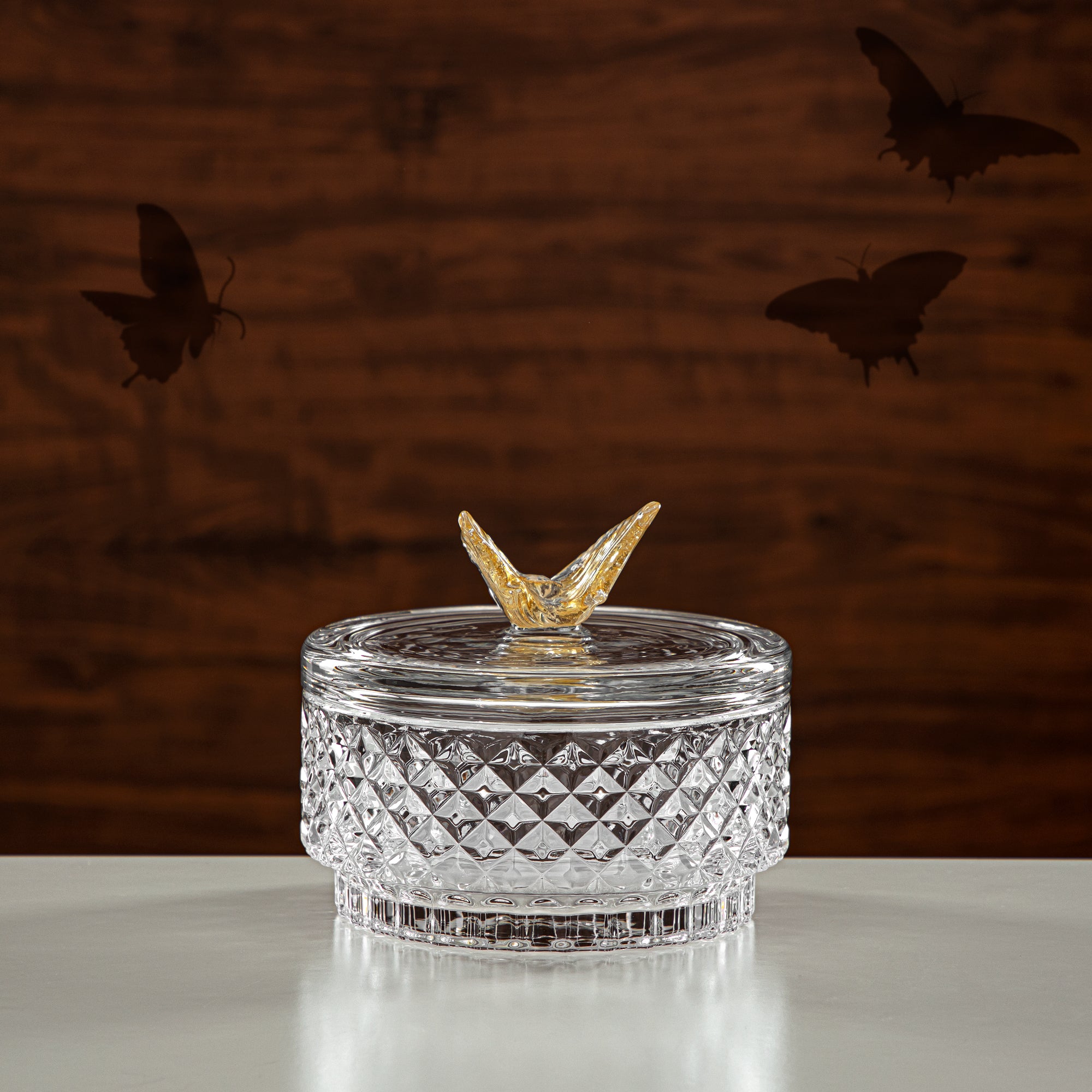 Almarjan Candy Bowl 15CM Glass Clear & Amber (42185-150LC-BA) Elegant Hosting Pieces