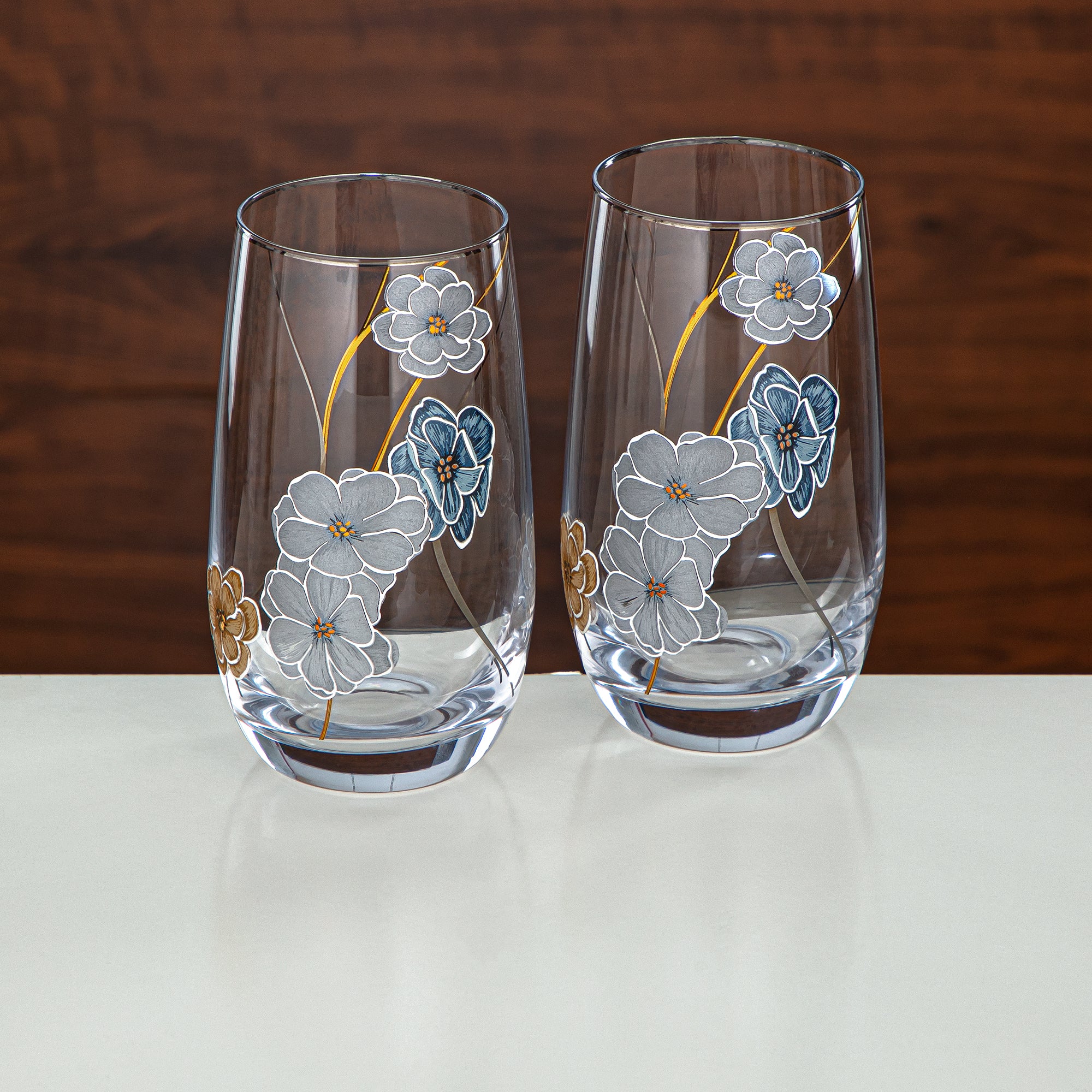 Almarjan Floral Glass Tumbler Set Printed Glass 4 Pieces (8233-5-12256) – Elegant Everyday Serveware