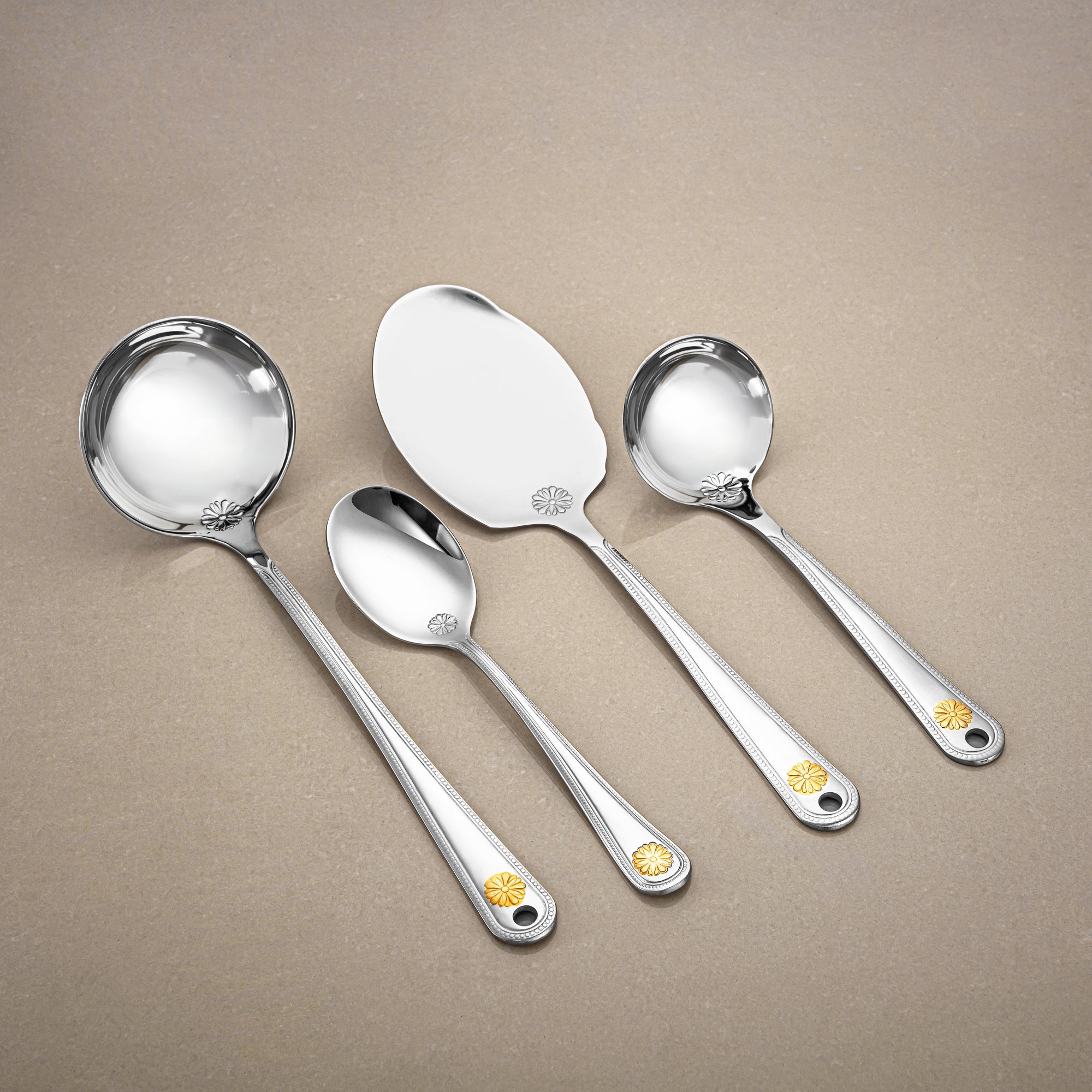 Almarjan Cutlery Set 72 Pieces, Stainless Steel, Leather Case, Silver & Gold (CUT0010344) Elegant Cutlery Set