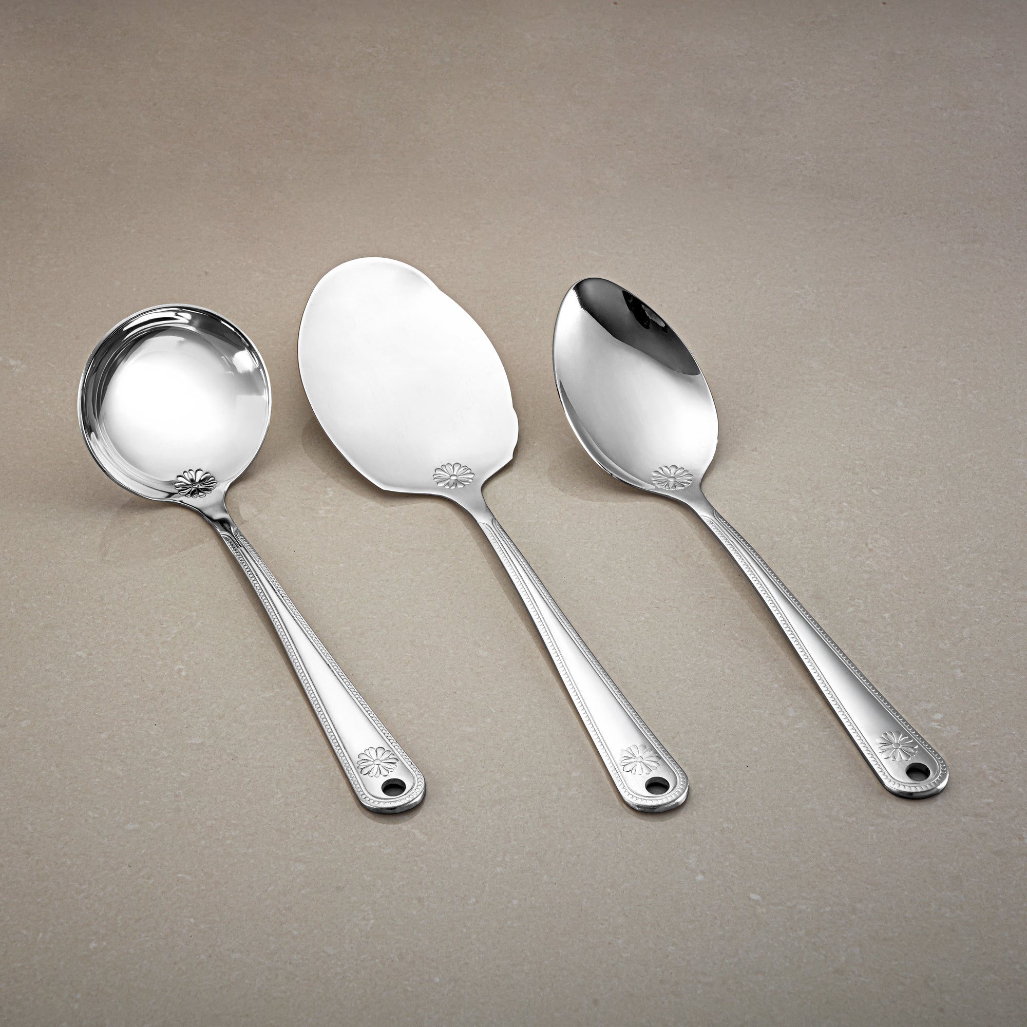 Almarjan Kitchen Tool Set 7 Pieces, Stainless Steel, With Stand, Silver (CUT0010381) Elegant Flatware