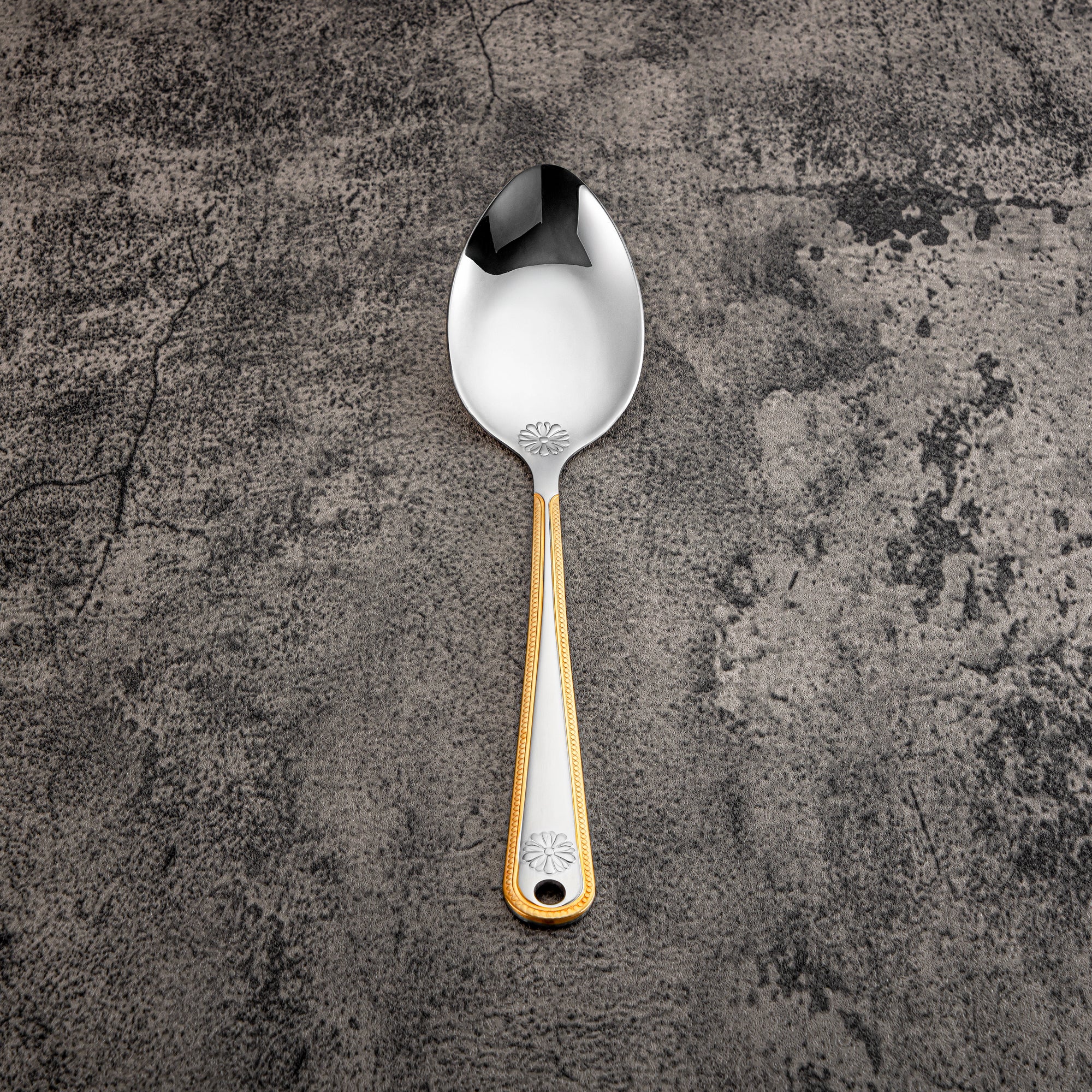 Almarjan Small Pasting Spoon, Stainless Steel, Silver & Gold (CUT0010399) Elegant Flatware