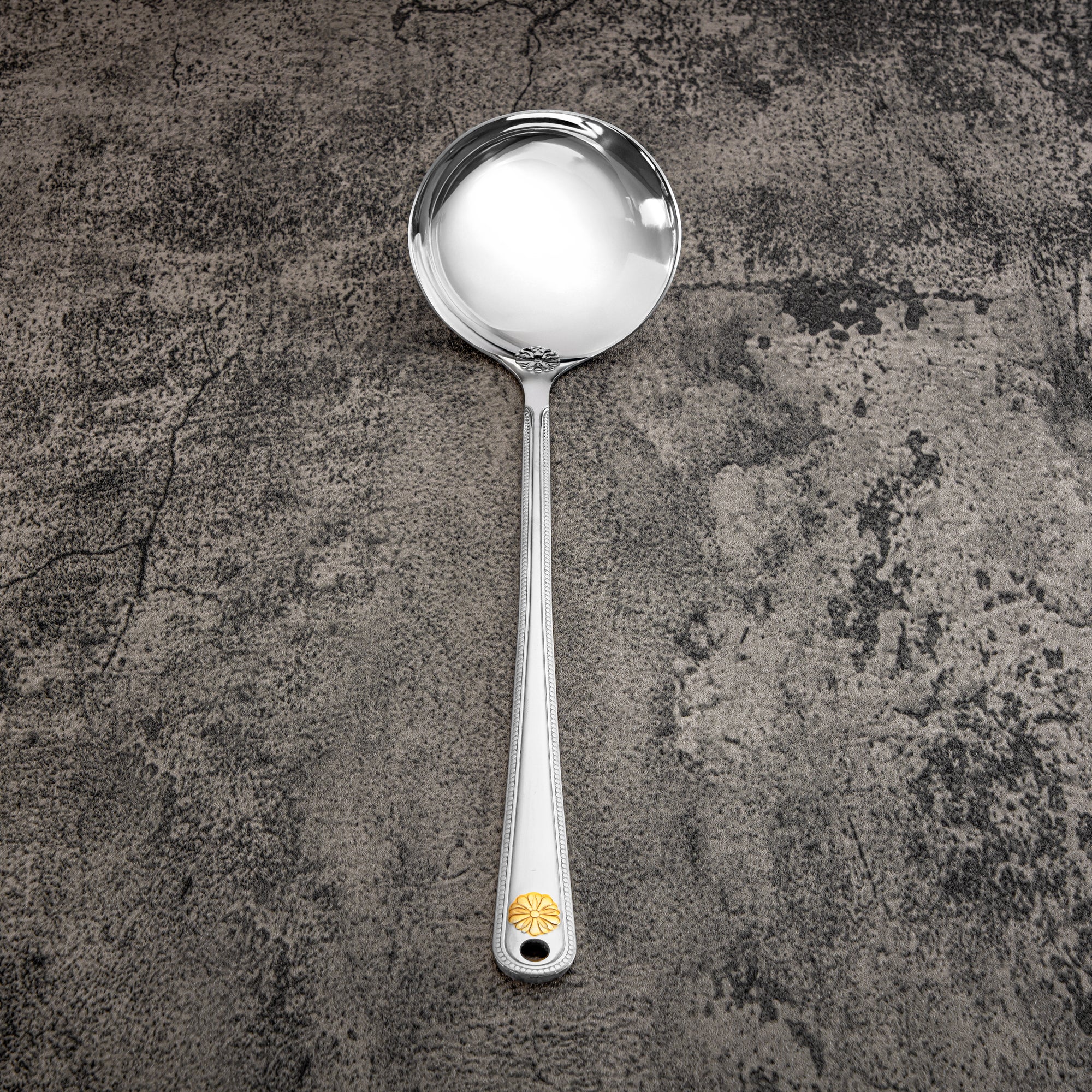 Almarjan Soup Ladle, Stainless Steel, Silver & Gold (CUT0010425) Elegant Flatware