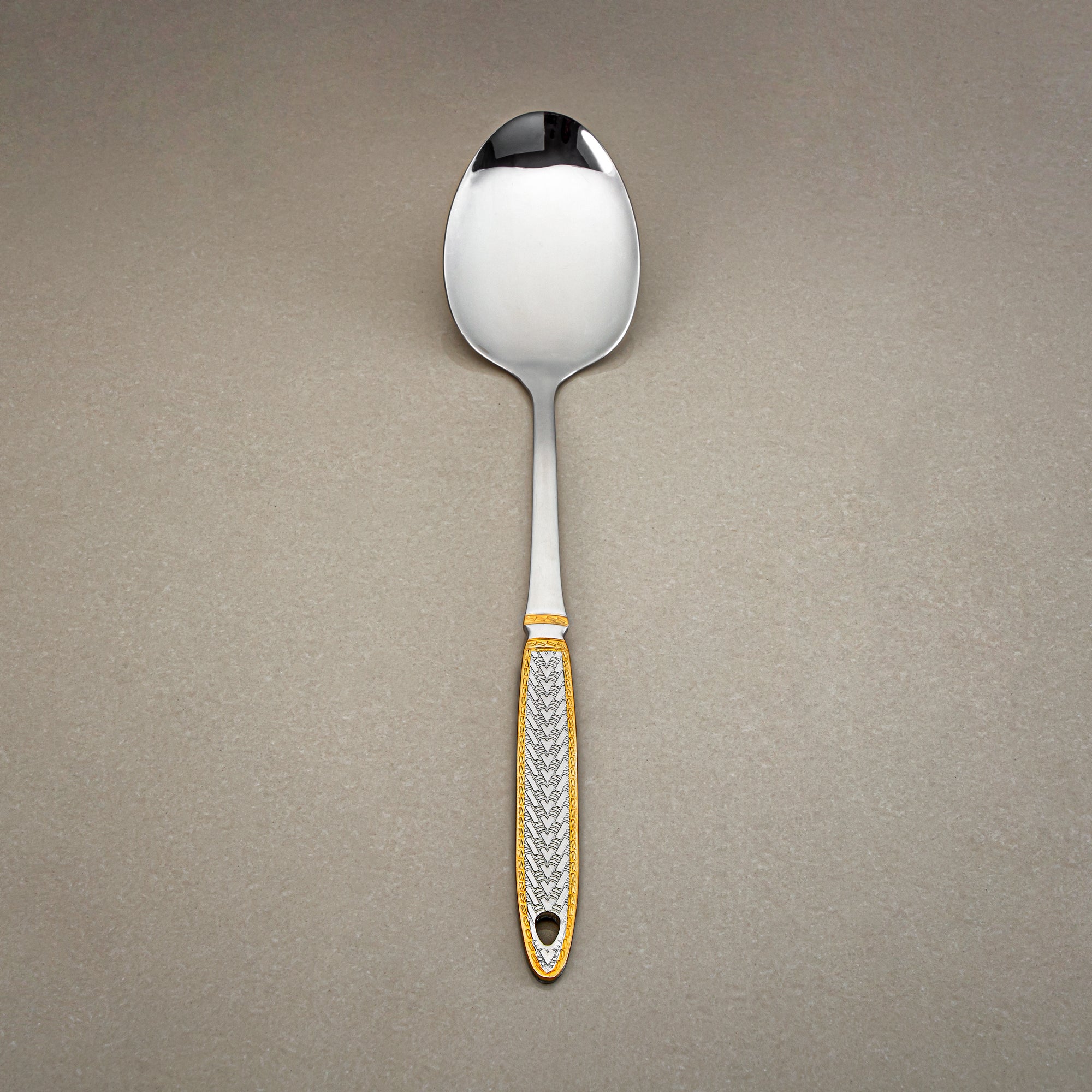 Almarjan Pasting Spoon, Stainless Steel, Silver & Gold (CUT0010507) Elegant Flatware