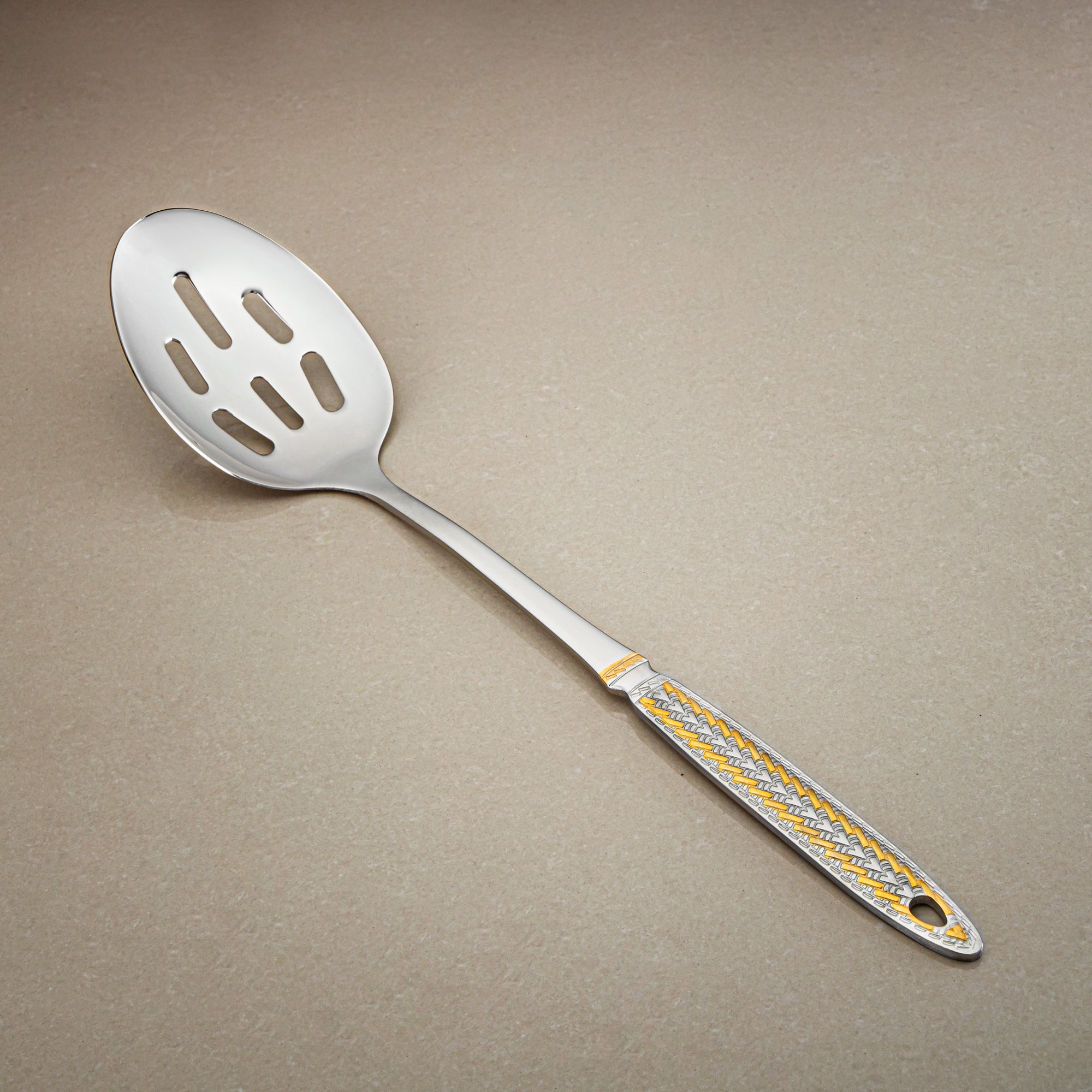 Almarjan Slotted Spoon, Stainless Steel, Silver & Gold (CUT0010514) Elegant Flatware