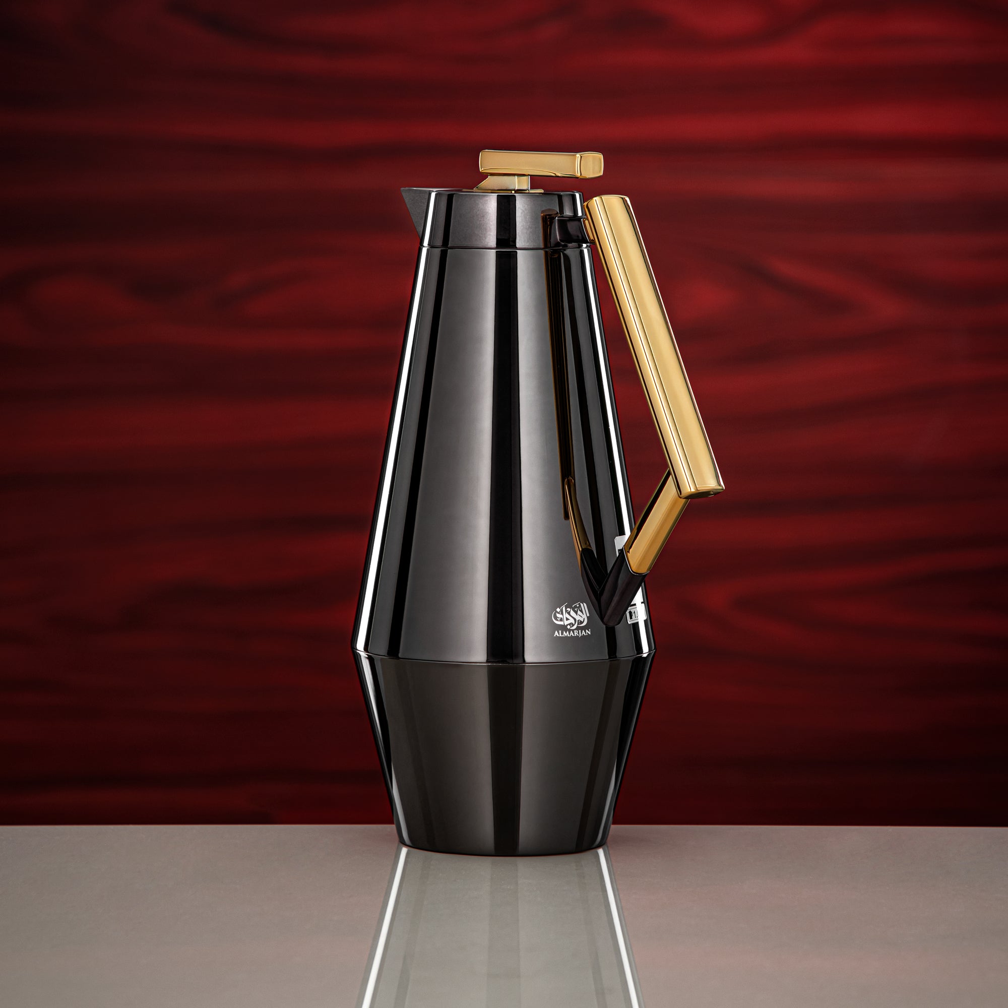 Almarjan Vacuum Flask Set 0.7L & 1L Gun Black & Gold