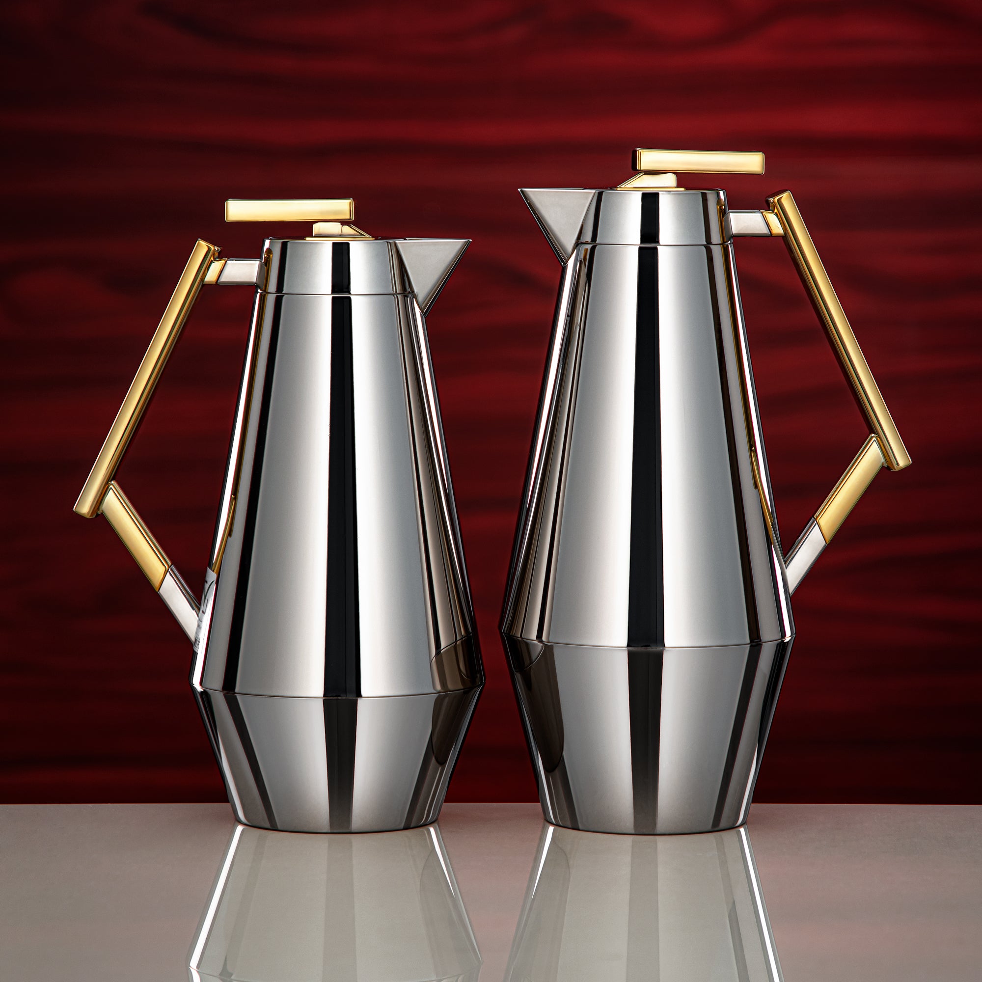 Almarjan Vacuum Flask Set 0.7L & 1L Silver & Gold
