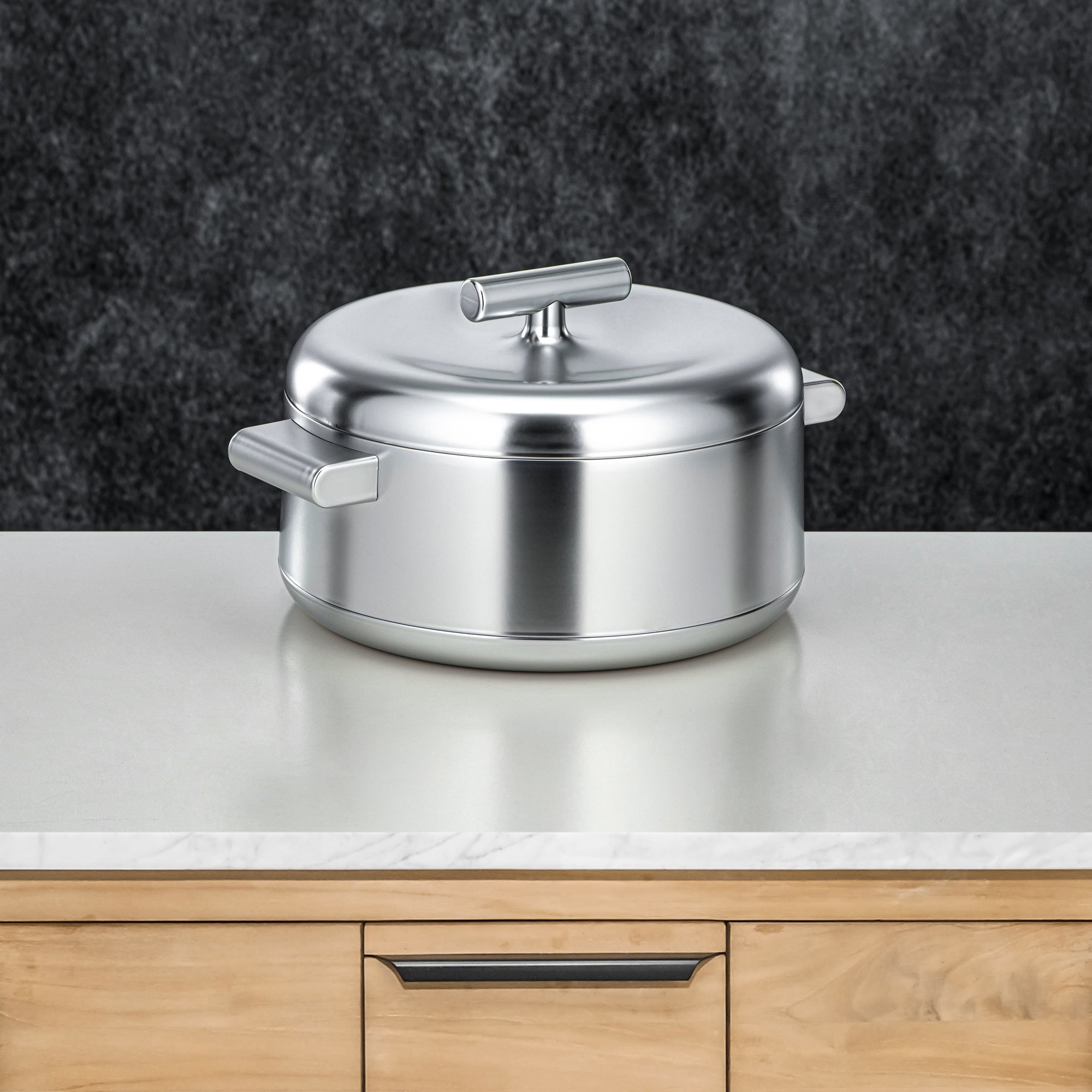 Almarjan Hot Pot Set ABS 1L, 2.5L, 3L Matt silver (EL-100/250/300 ALLMC)