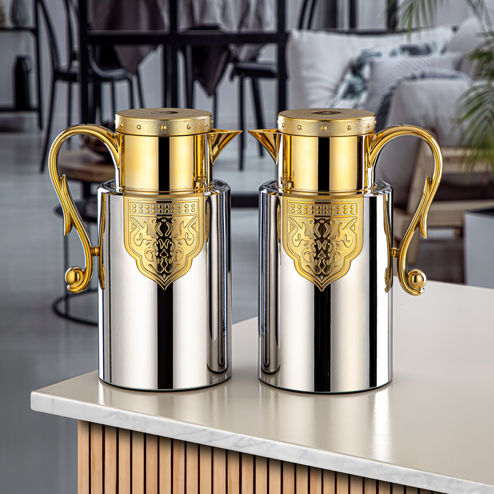 Almarjan 2 Pieces Vacuum Flask Set Silver & Gold - FG207 AB-100 C/G