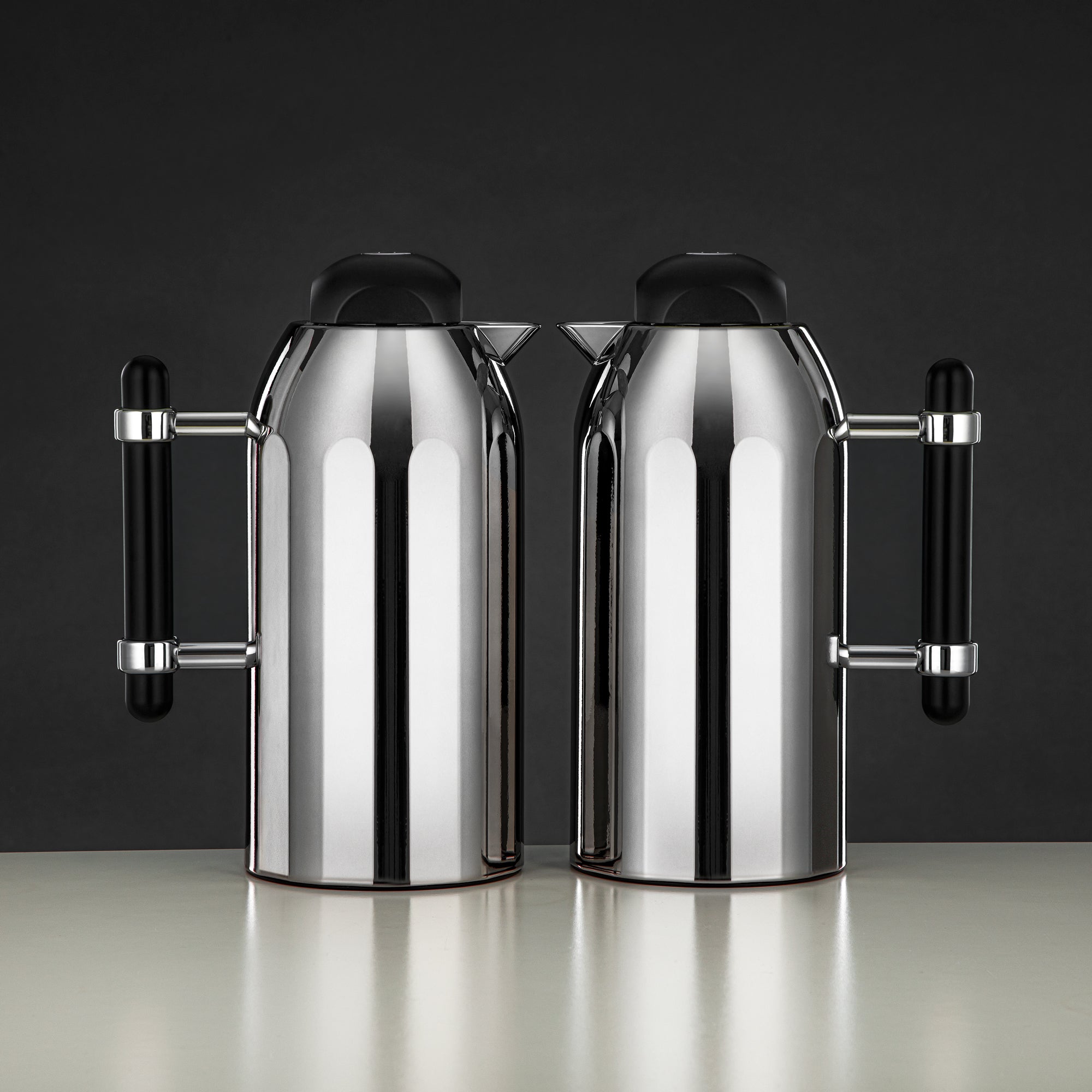 Almarjan Vacuum Flask Set Silver with Black Handle & Cover 1L + 1L (FG211-AB-100 MC/MBL) – Elegant Serving | Ramadan & Gatherings
