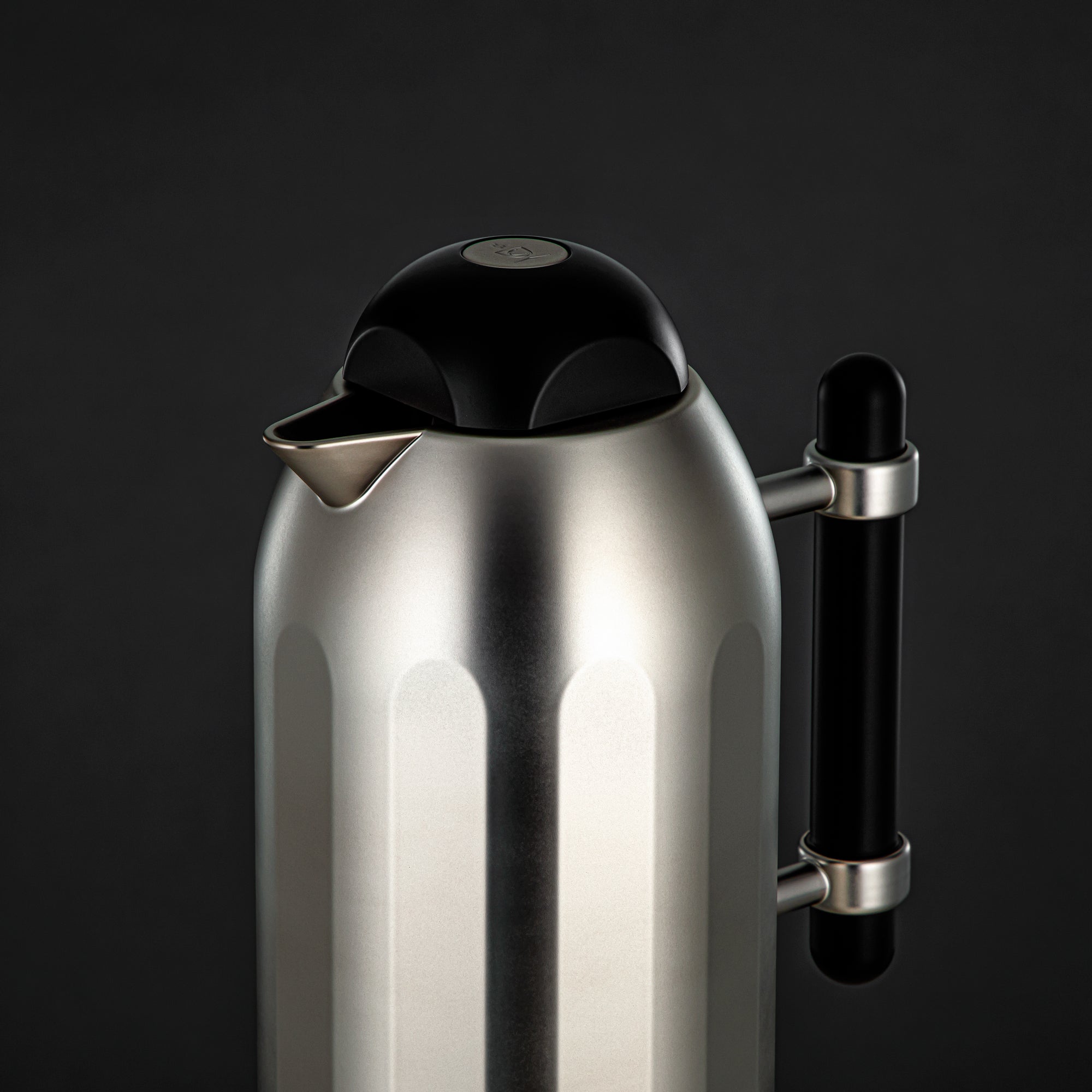 Almarjan Vacuum Flask Set Matt Nickel with Black Handle & Cover 1L + 1L (FG211-AB-100 MNI/MBL) – Elegant Serving | Ramadan & Gatherings