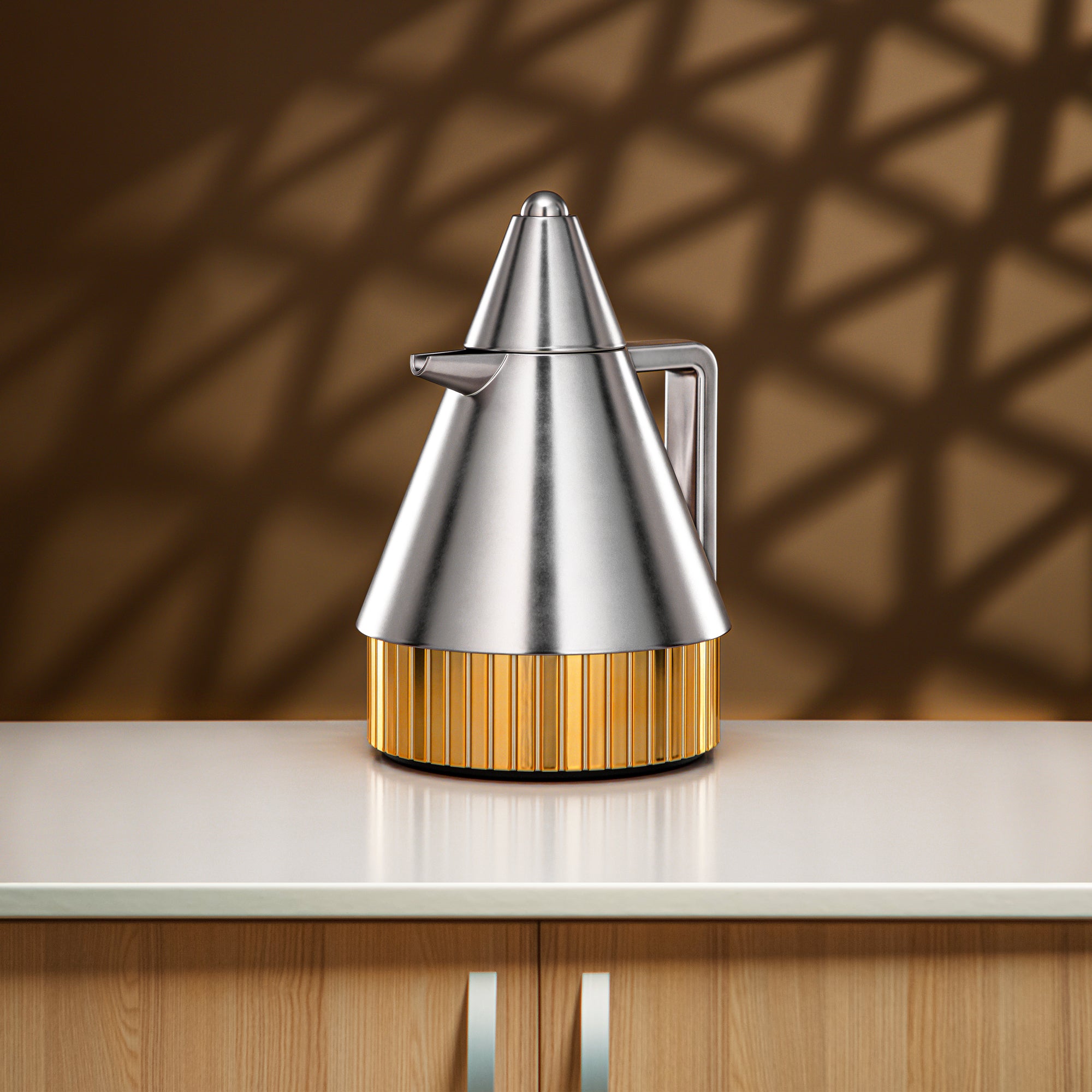 Almarjan Vacuum Flask Set 1L + 1L Matt Nickel & Gold