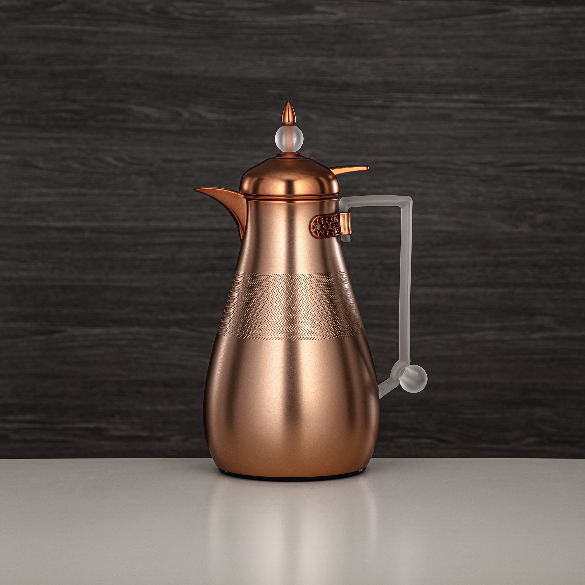 Almarjan Vacuum Flask Set, Push Button, 0.7L + 1L, Matt Copper & Frost (FG803A-070/100 MCP/FA) - Elegant Vacuum Flask Sets