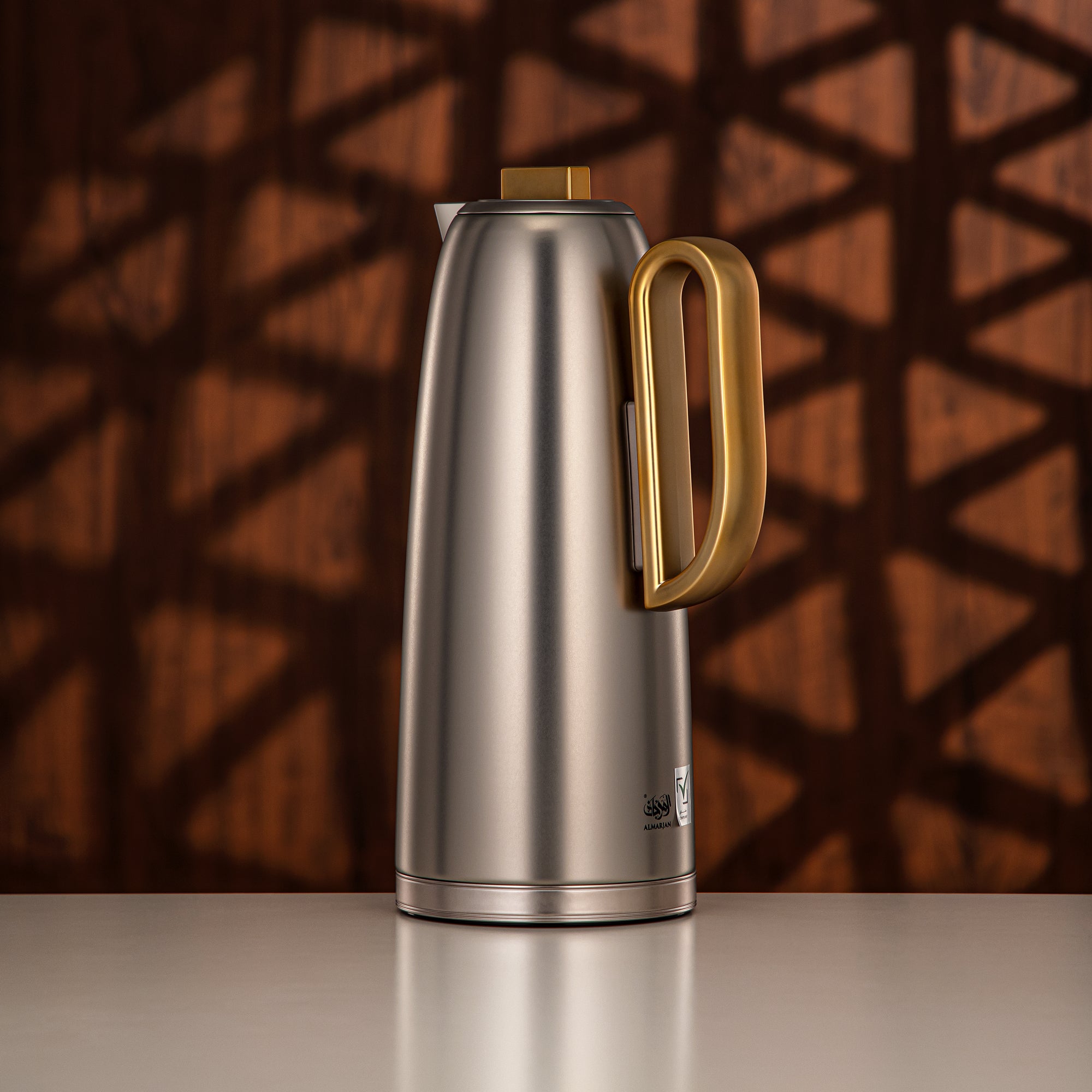 Almarjan Vacuum Flask Set 0.7L & 1L Matt Nickel & Matt Gold