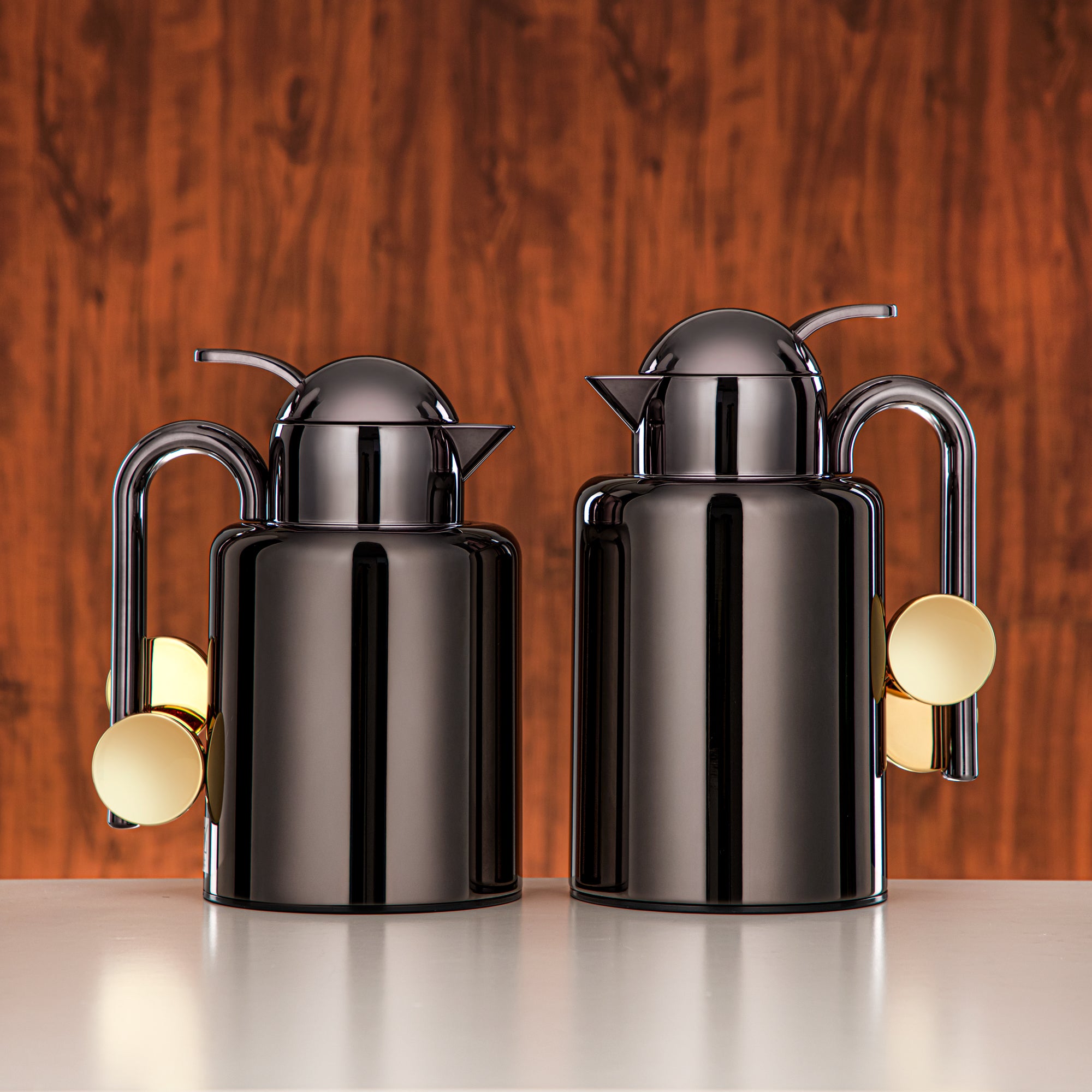 Almarjan Vacuum Flask Set Gun Black & Gold (FG819-100/150 GBL/G)