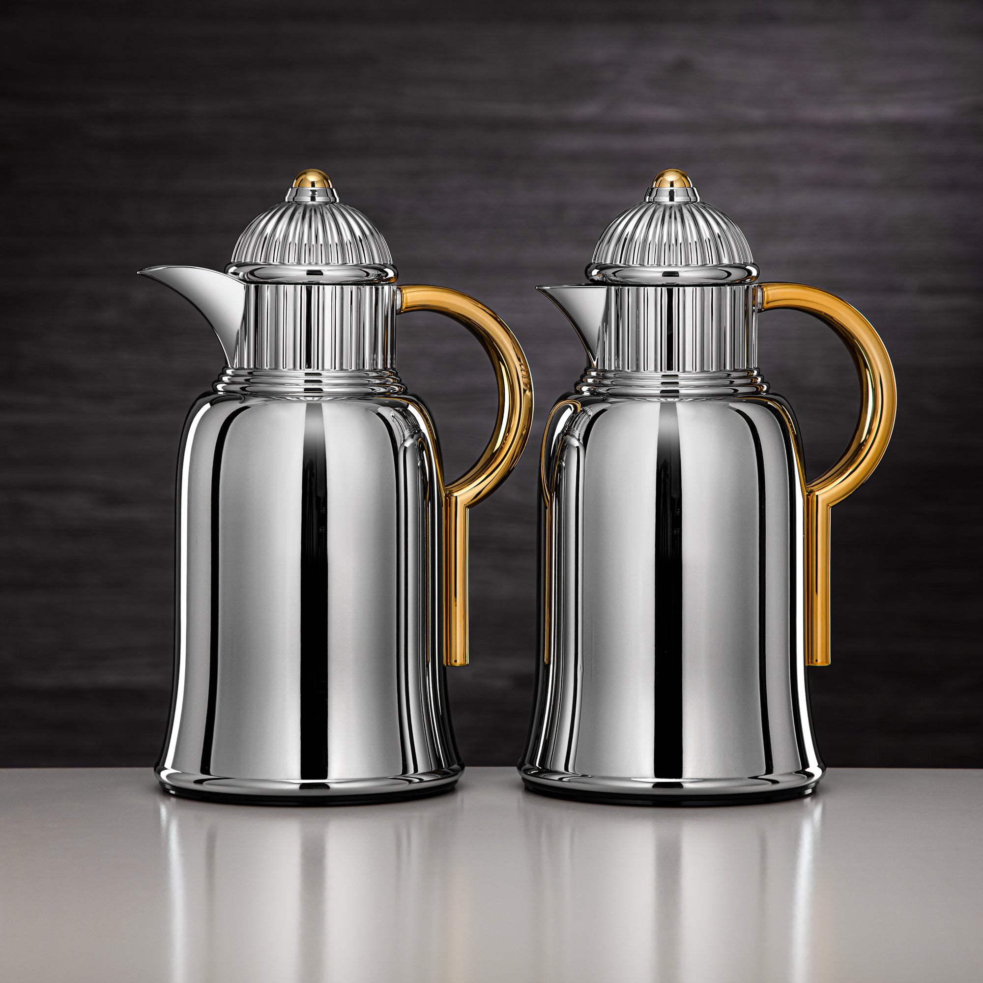 Almarjan Vacuum Flask Set 1L + 1L Silver & Gold