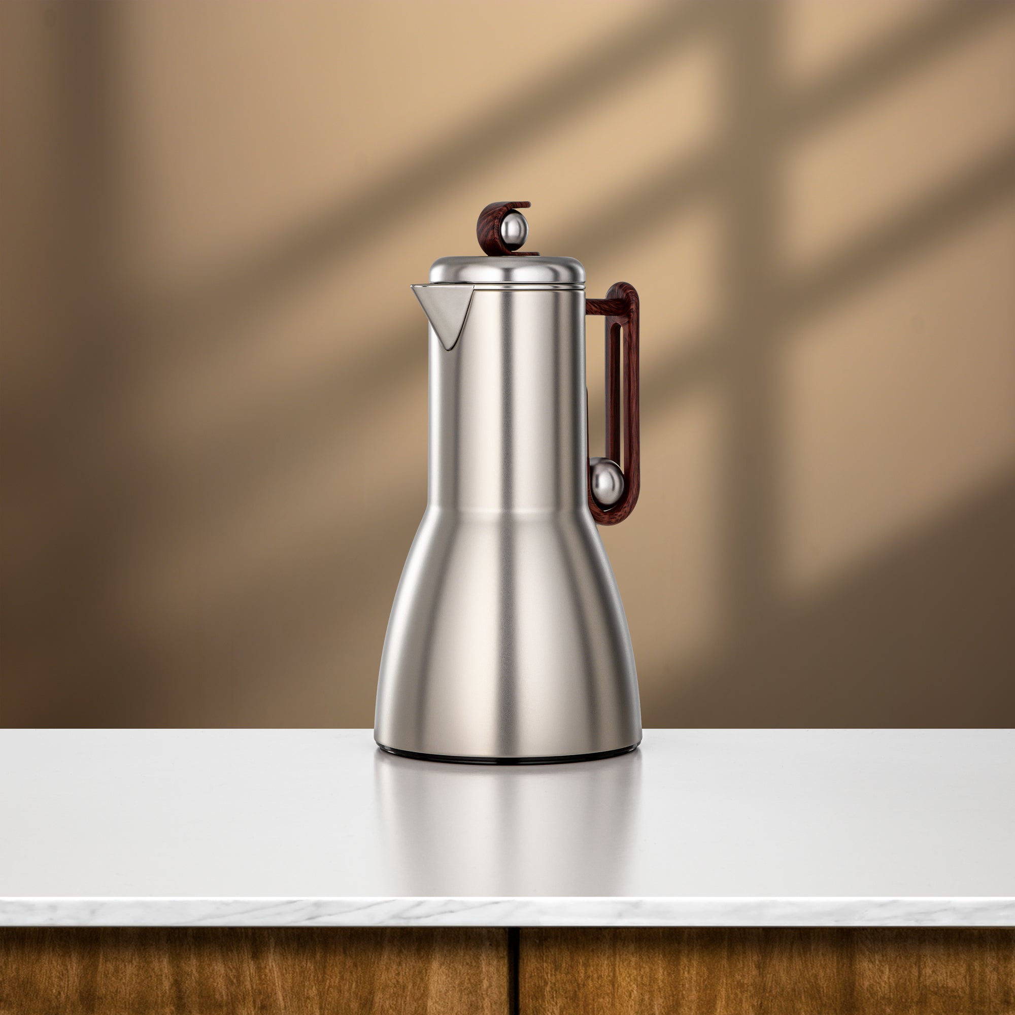 Almarjan 2-Piece Vacuum Flask Set – Matt Nickel & Dark Wood