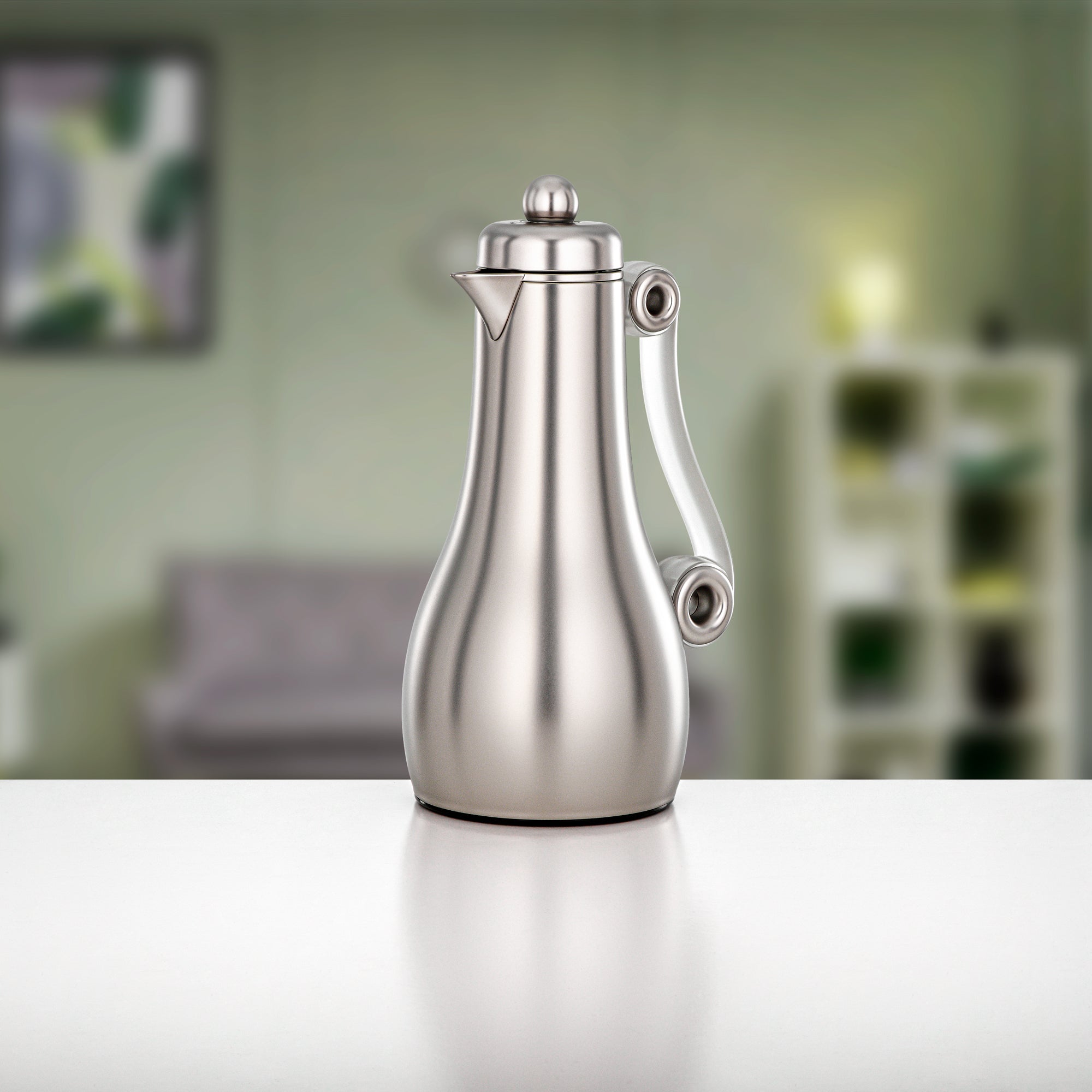 Almarjan 2 Pieces Vacuum Flask Set, Matt Nickel & Frost Acrylic