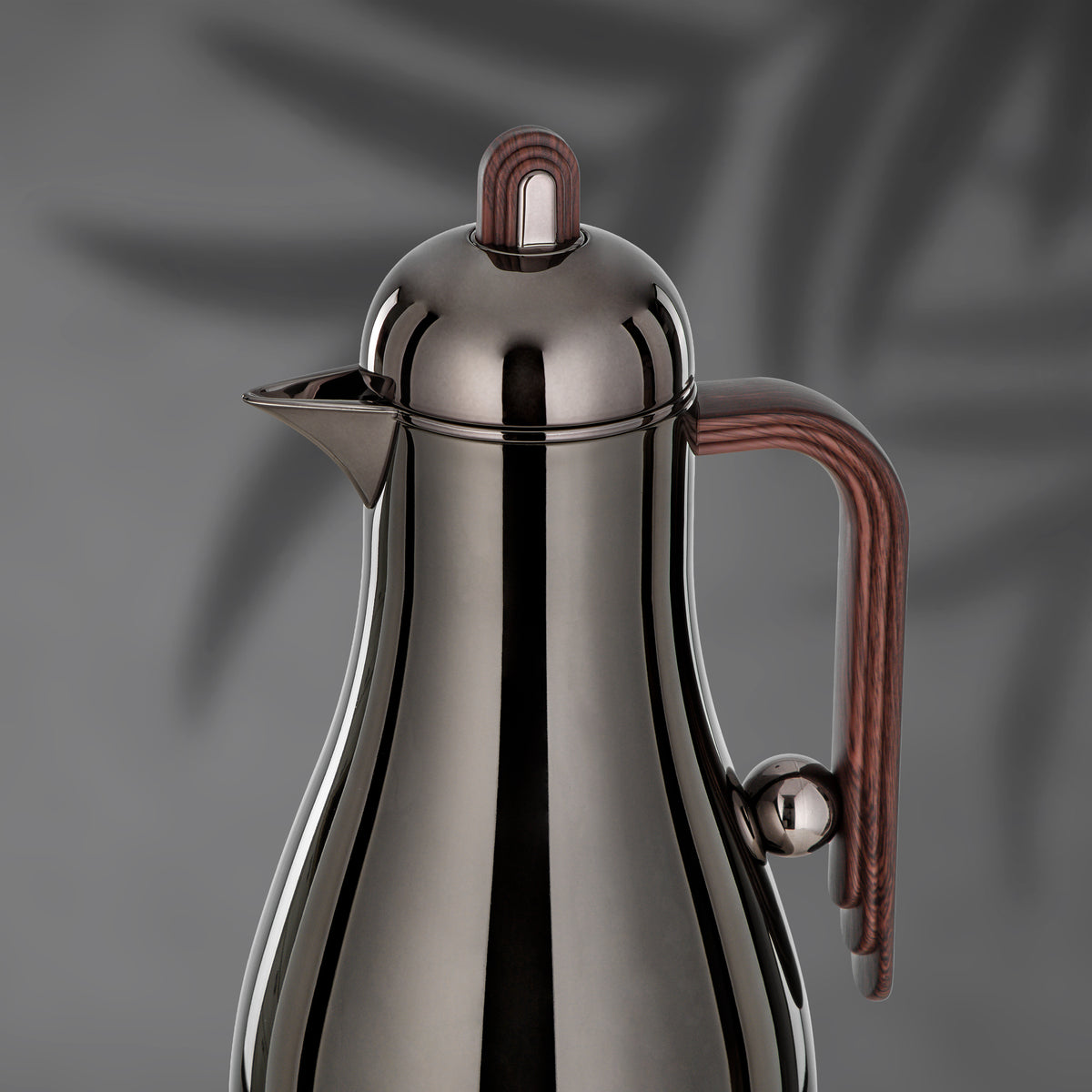 Almarjan 2 Pieces Vacuum Flask Set, Gun Black & Dark Wood