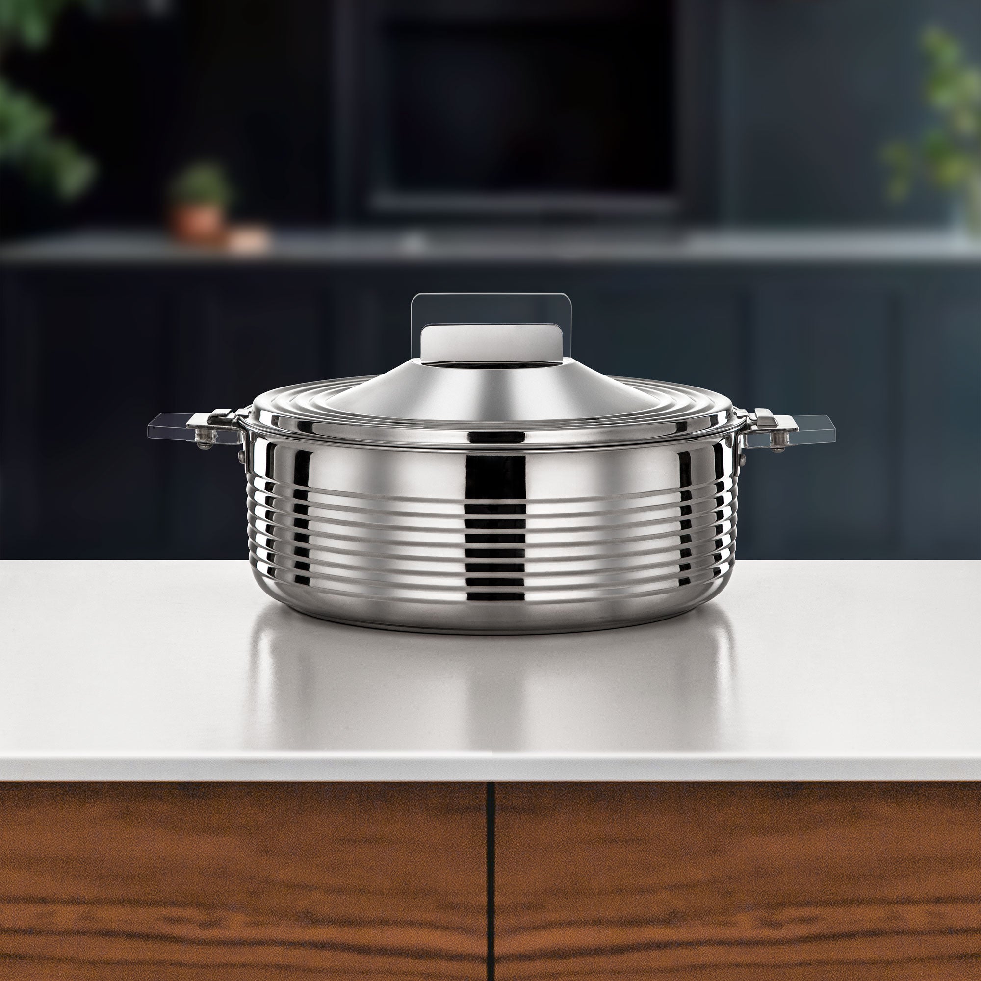 Almarjan Mahra Hot Pot Set of 3 Stainless Steel Silver (H25P3)