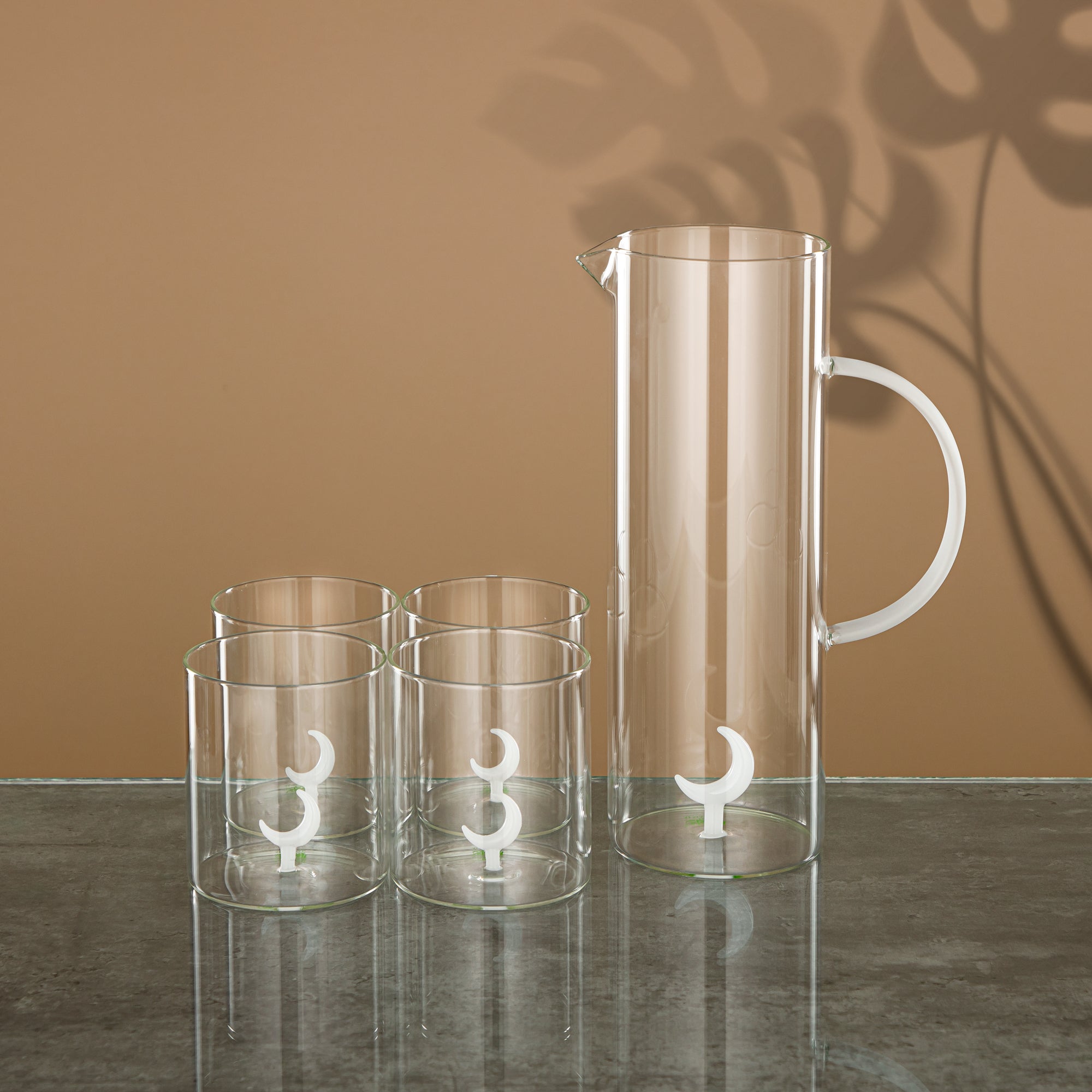 Almarjan Water Set 5 Pieces, Borosilicate Glass, Clear & Frost (GLS0010179) - Moonrise Collection
