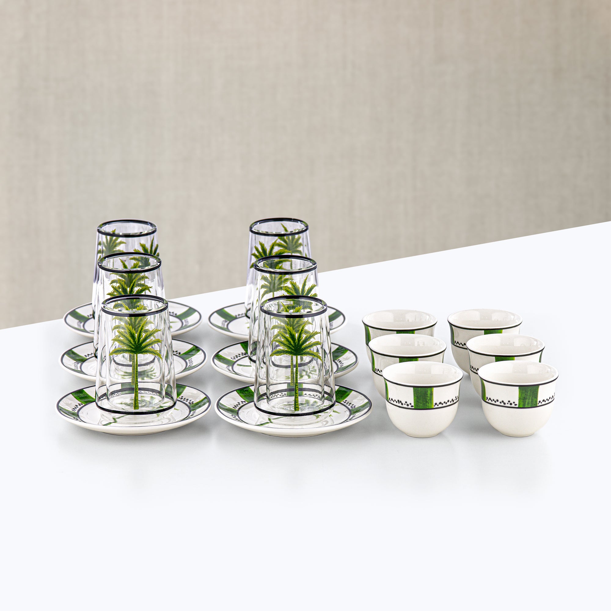 Almarjan Vacuum Flask & Tea Set 20 Pieces Silver with Turquoise Accents