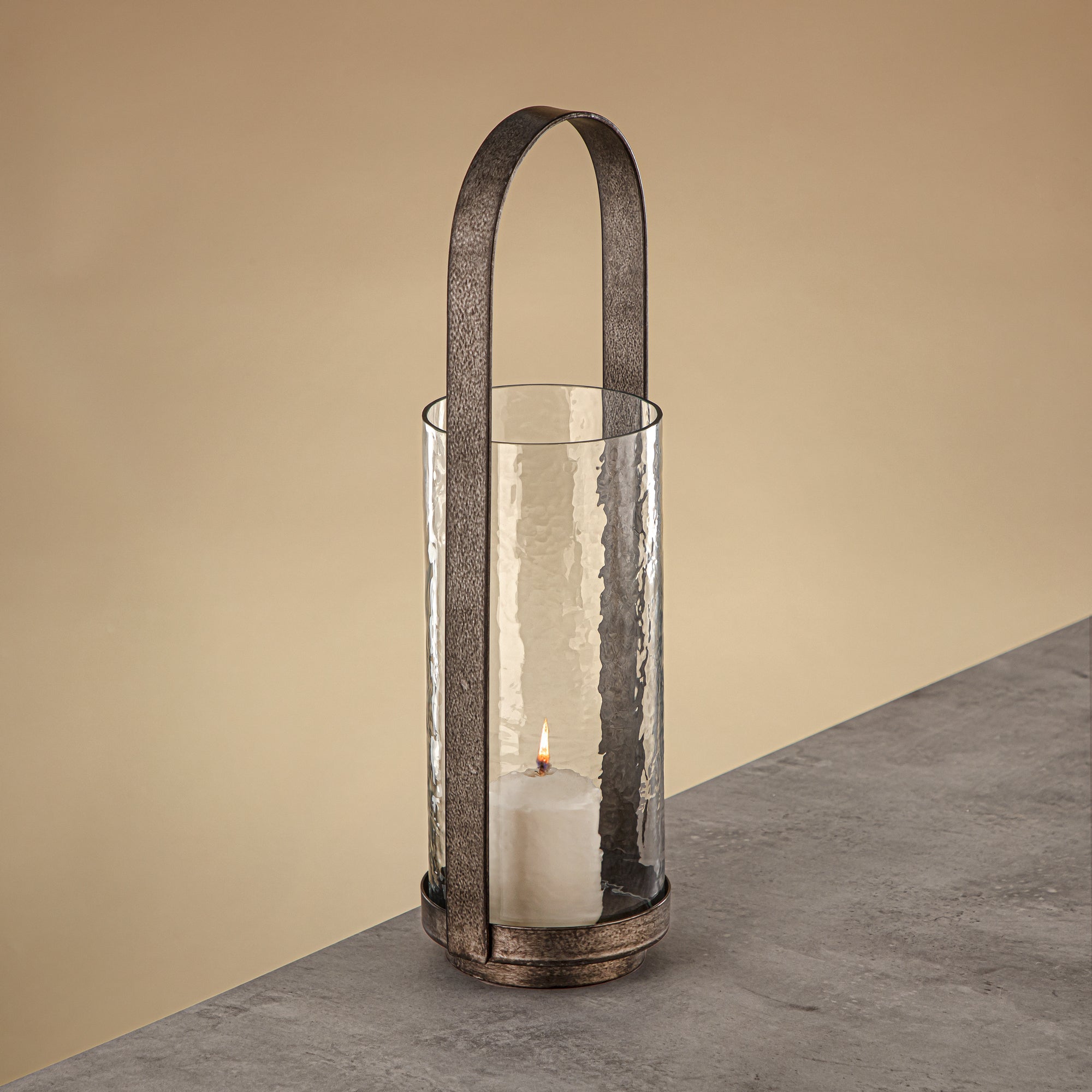 Almarjan Hurricane Lantern 42cm Vintage Silver