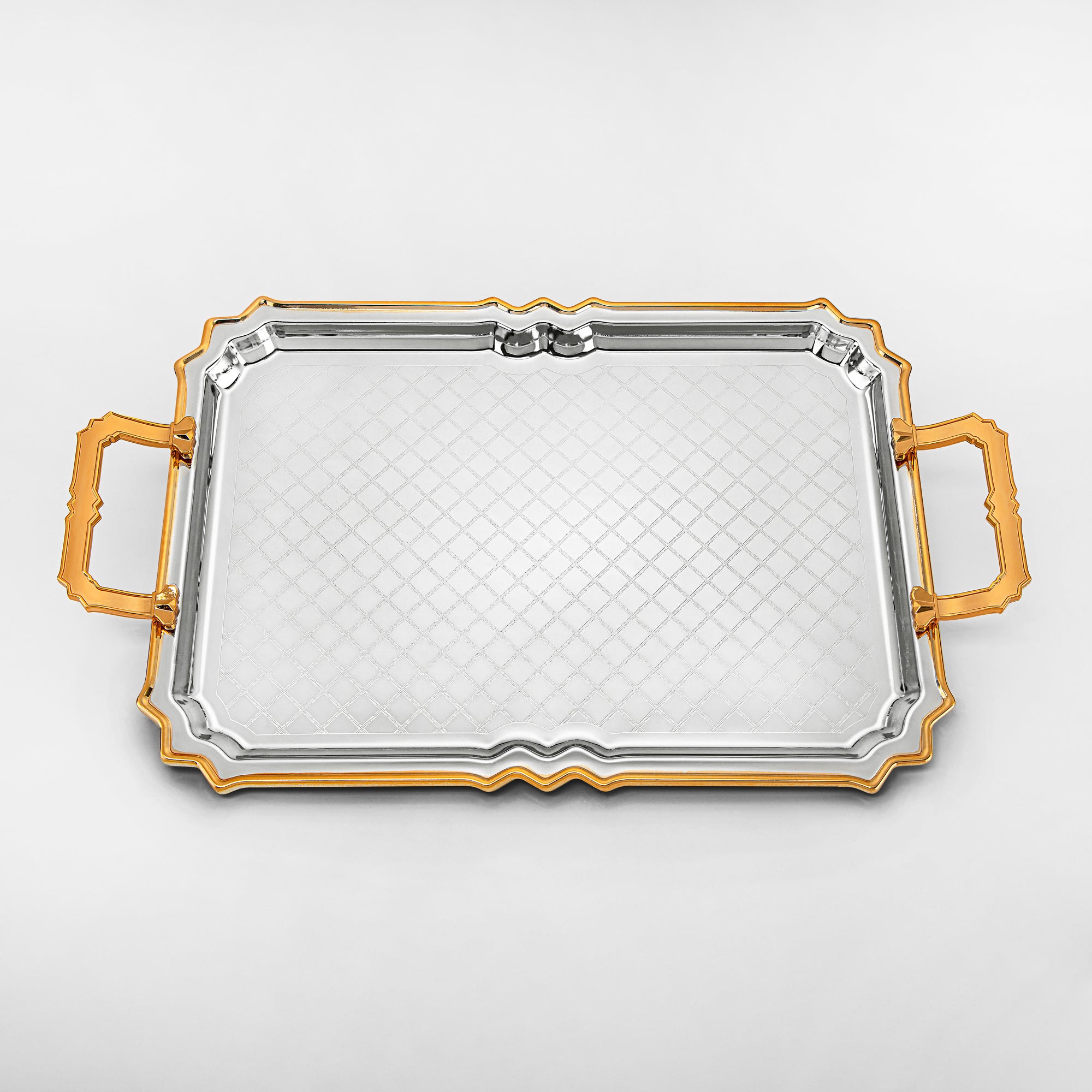 Almarjan 3 Pieces Serving Tray Set Silver & Gold - HT2411007