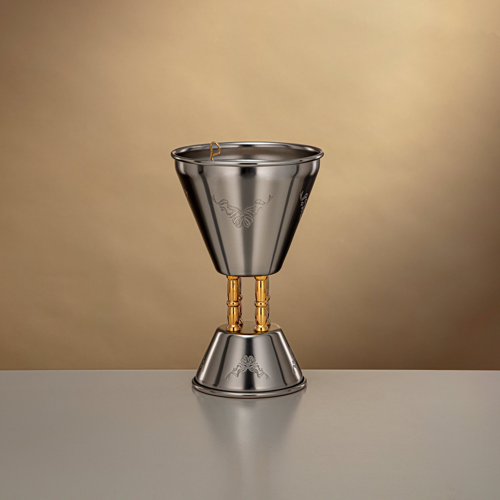 Almarjan 21 CM Incense Burner Matte Nickel & Gold - HT2506089