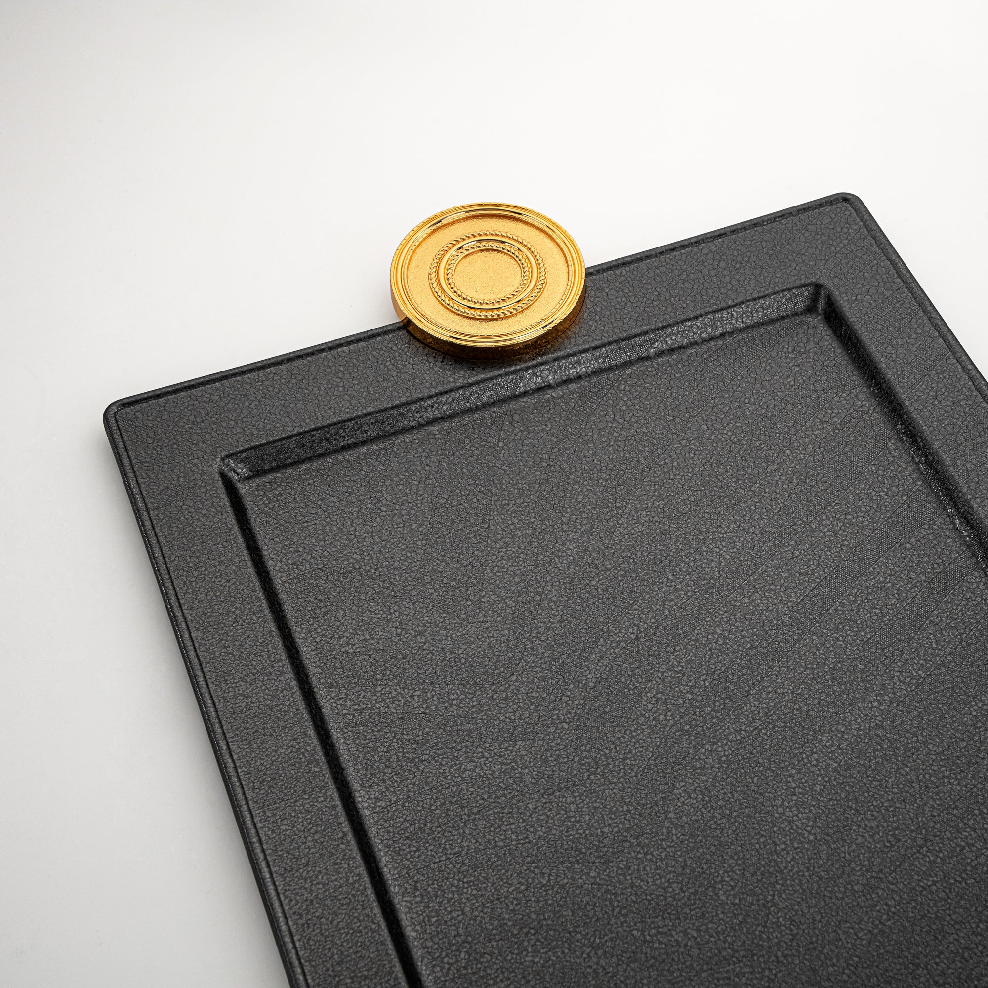 Almarjan Serving Tray Set Black & Gold Crackle (3 Pieces)