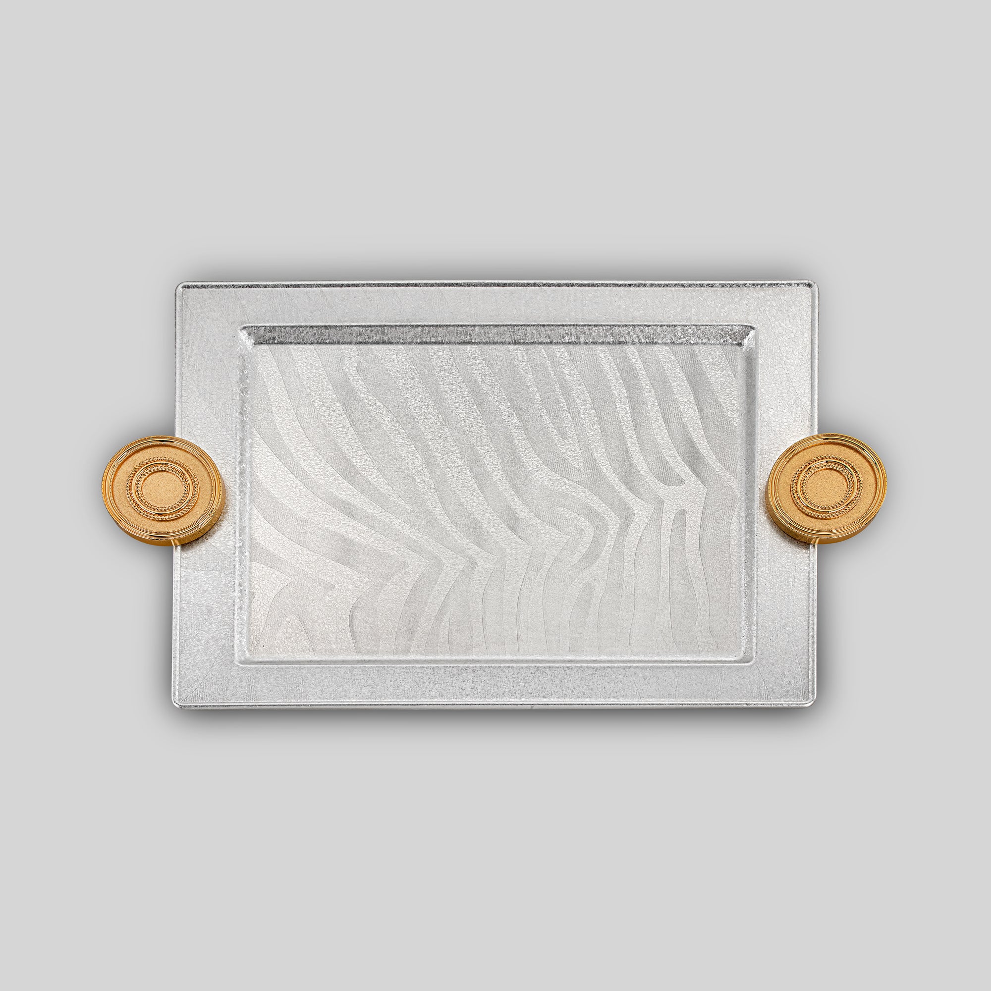 Almarjan Serving Tray Set Silver & Gold Crackle (3 Pieces)