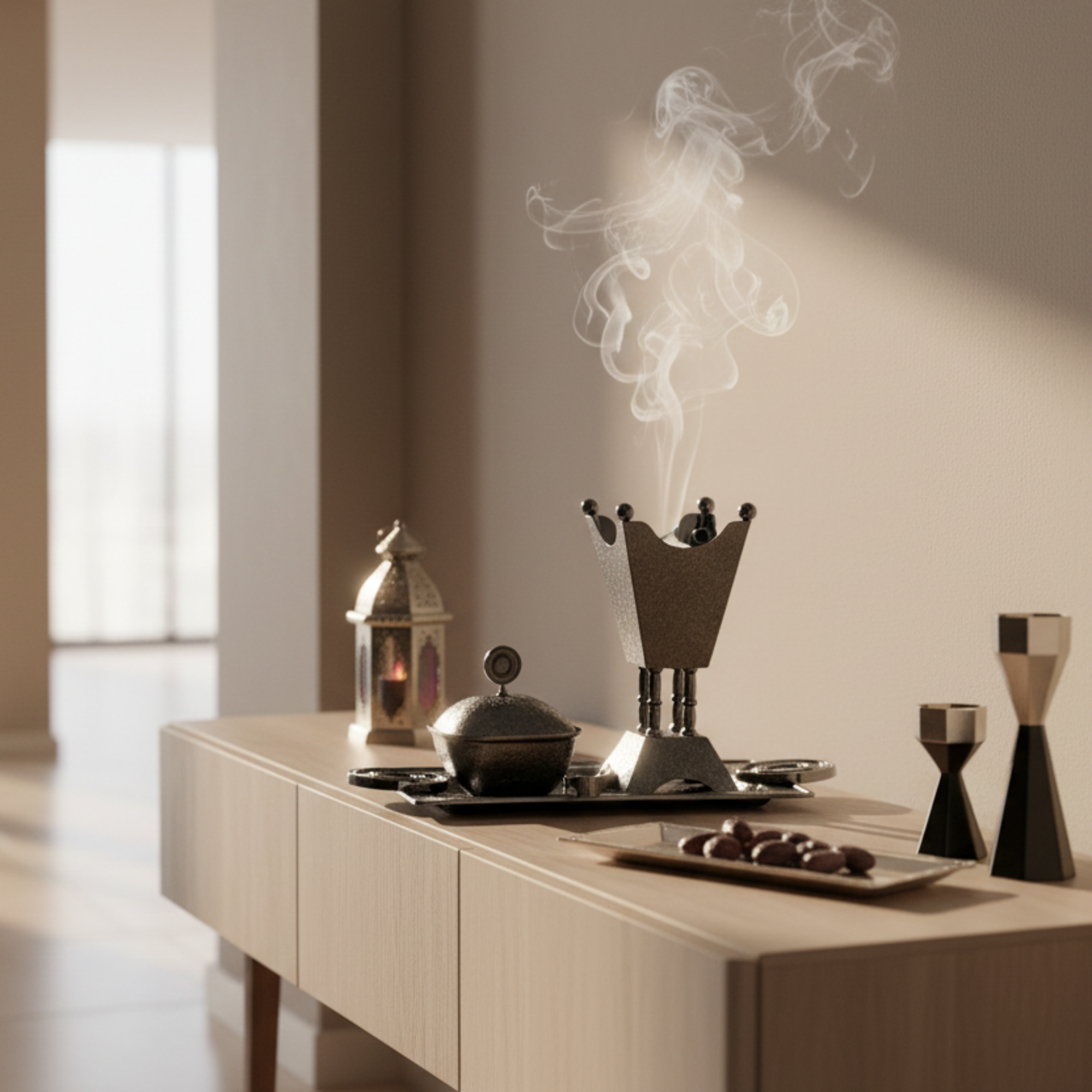 Almarjan Incense Burner Set 4-Piece Black