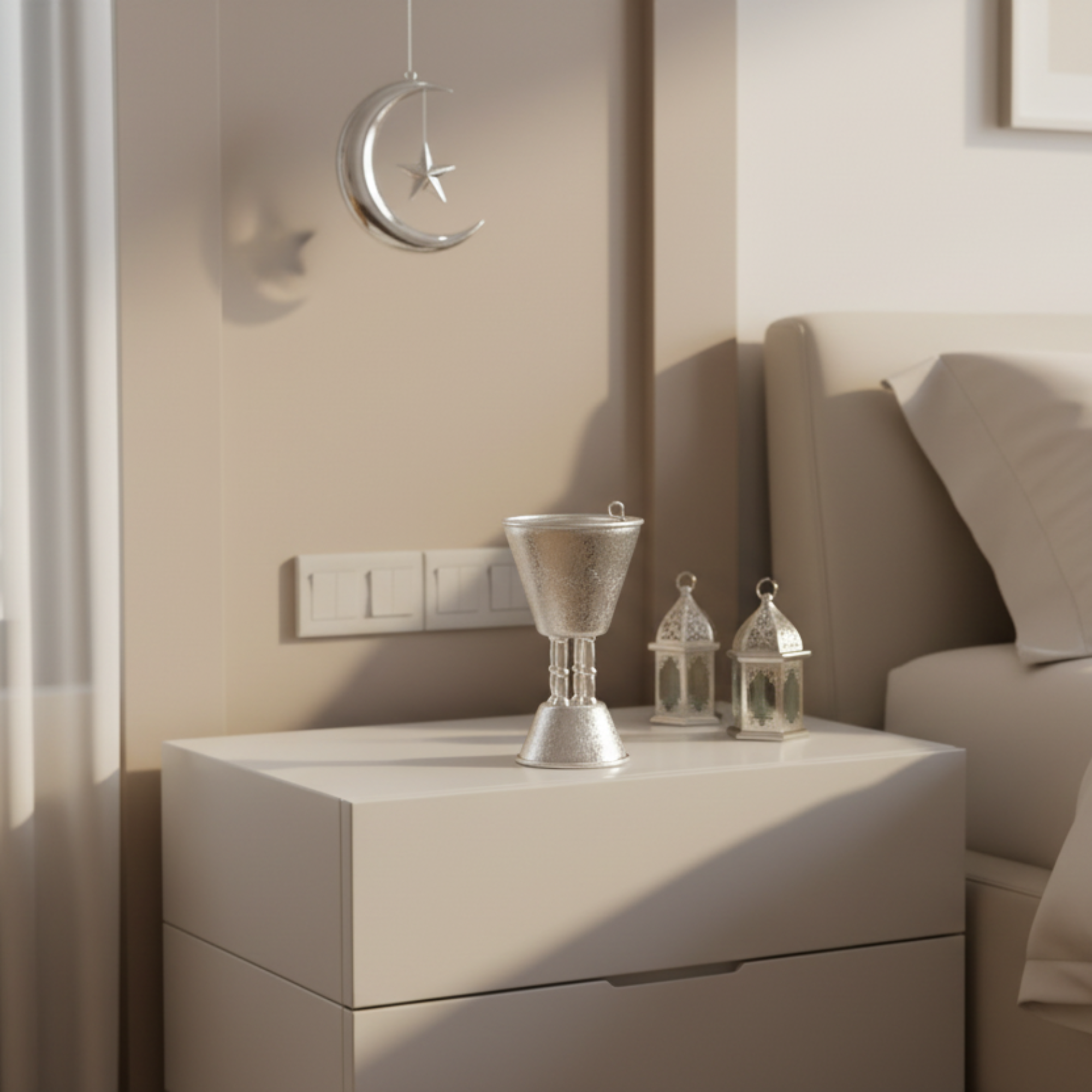 Almarjan Incense Burner Silver Crackle 18cm