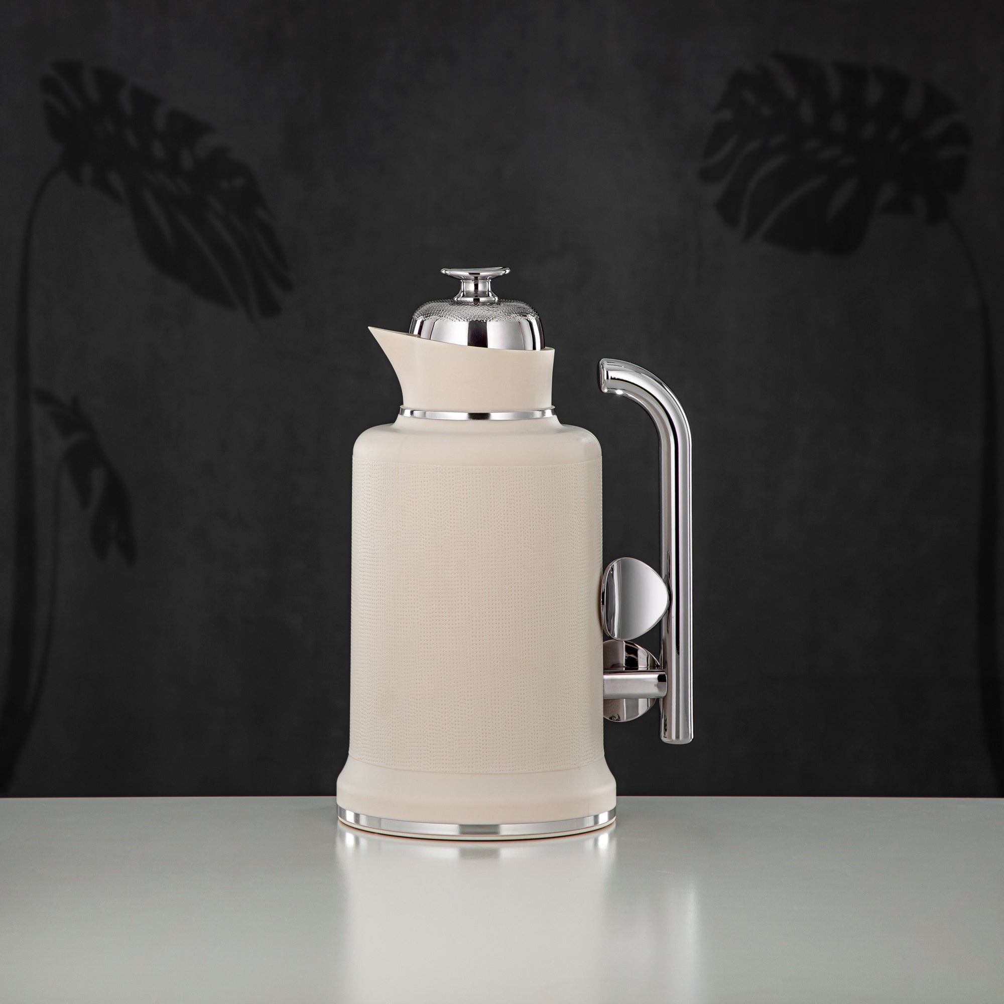 Almarjan Vacuum Flask Set, ABS, Push Button, 1L + 1L, Matt Ivory & Silver (IZ-MIVYS) - Modern Elegance