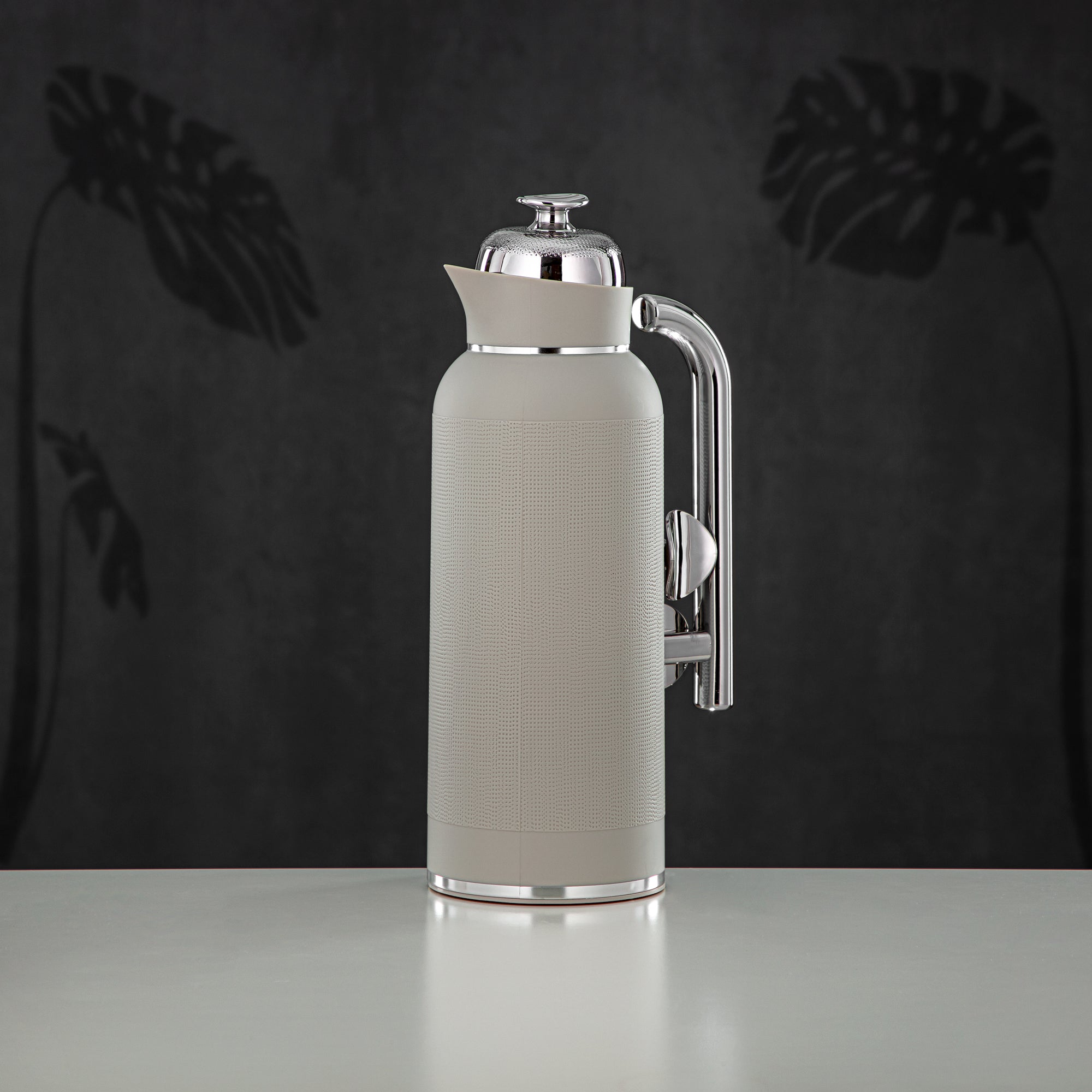 Almarjan Vacuum Flask Set, ABS, Push Button, 1L + 1L, Matt Grey & Silver (IZ-MLSGS) - Modern Elegance