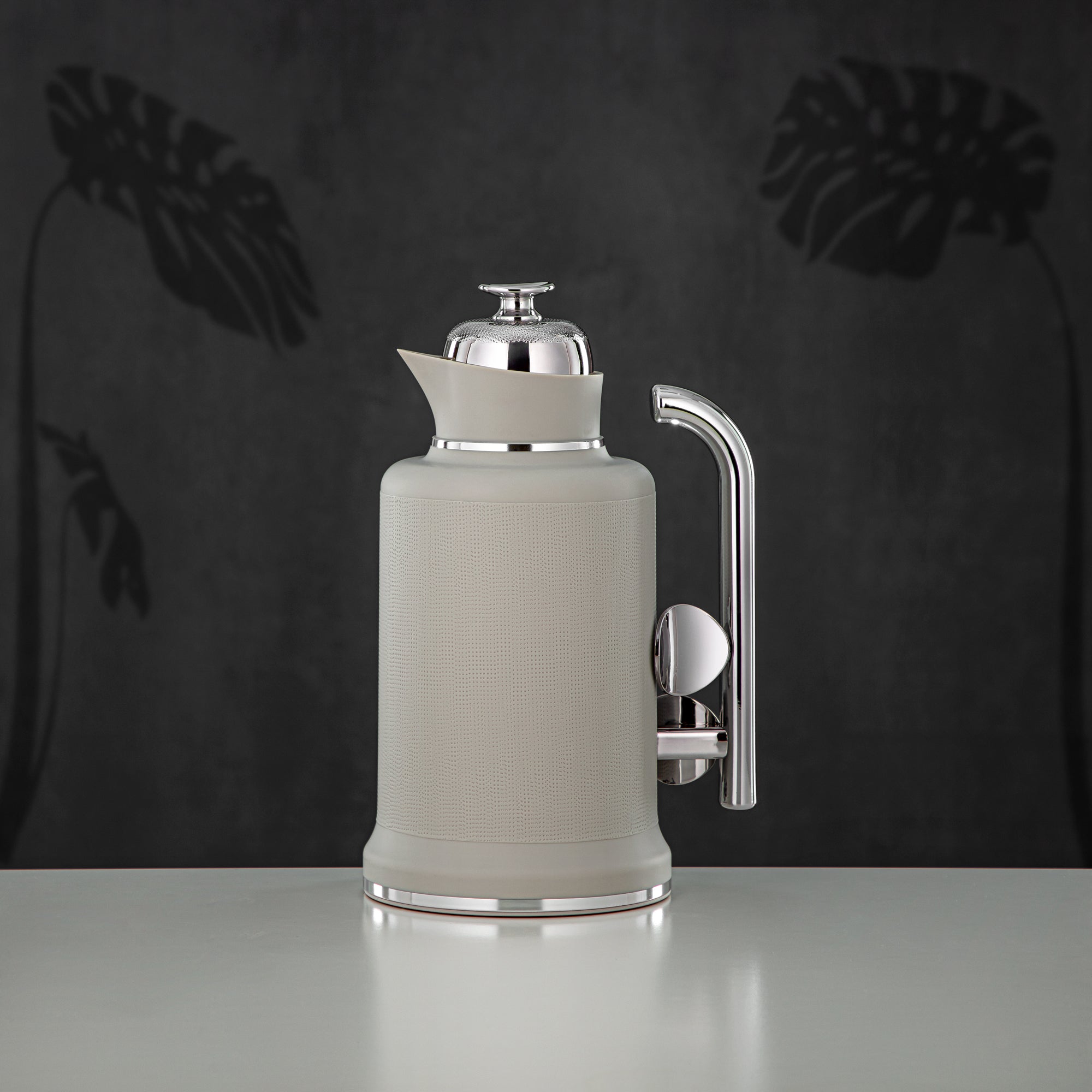 Almarjan Vacuum Flask Set, ABS, Push Button, 1L + 1L, Matt Grey & Silver (IZ-MLSGS) - Modern Elegance